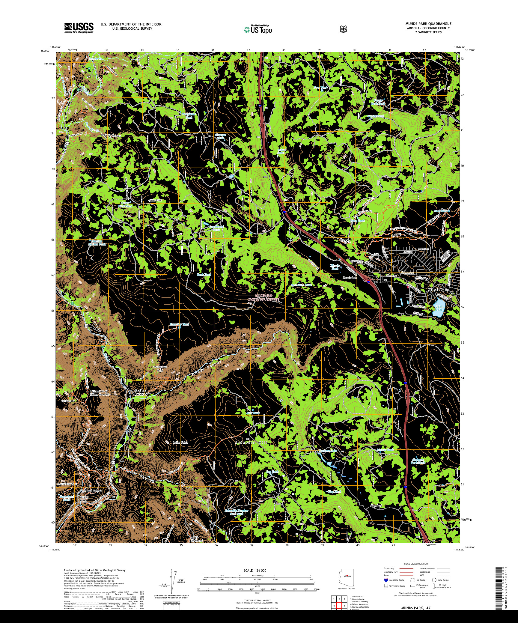 US TOPO 7.5-MINUTE MAP FOR MUNDS PARK, AZ