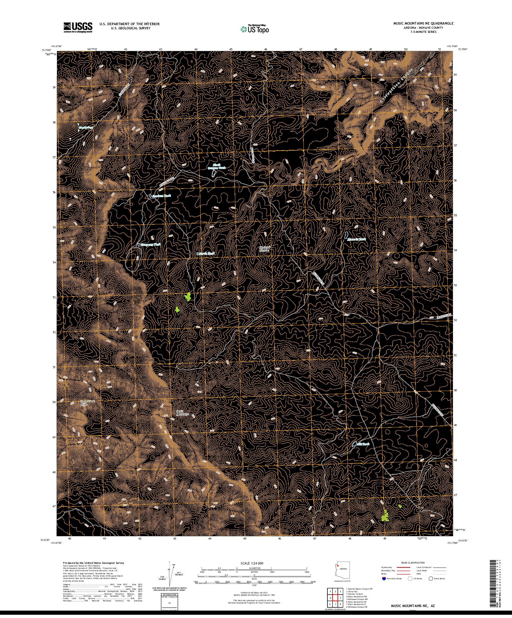 US TOPO 7.5-MINUTE MAP FOR MUSIC MOUNTAINS NE, AZ