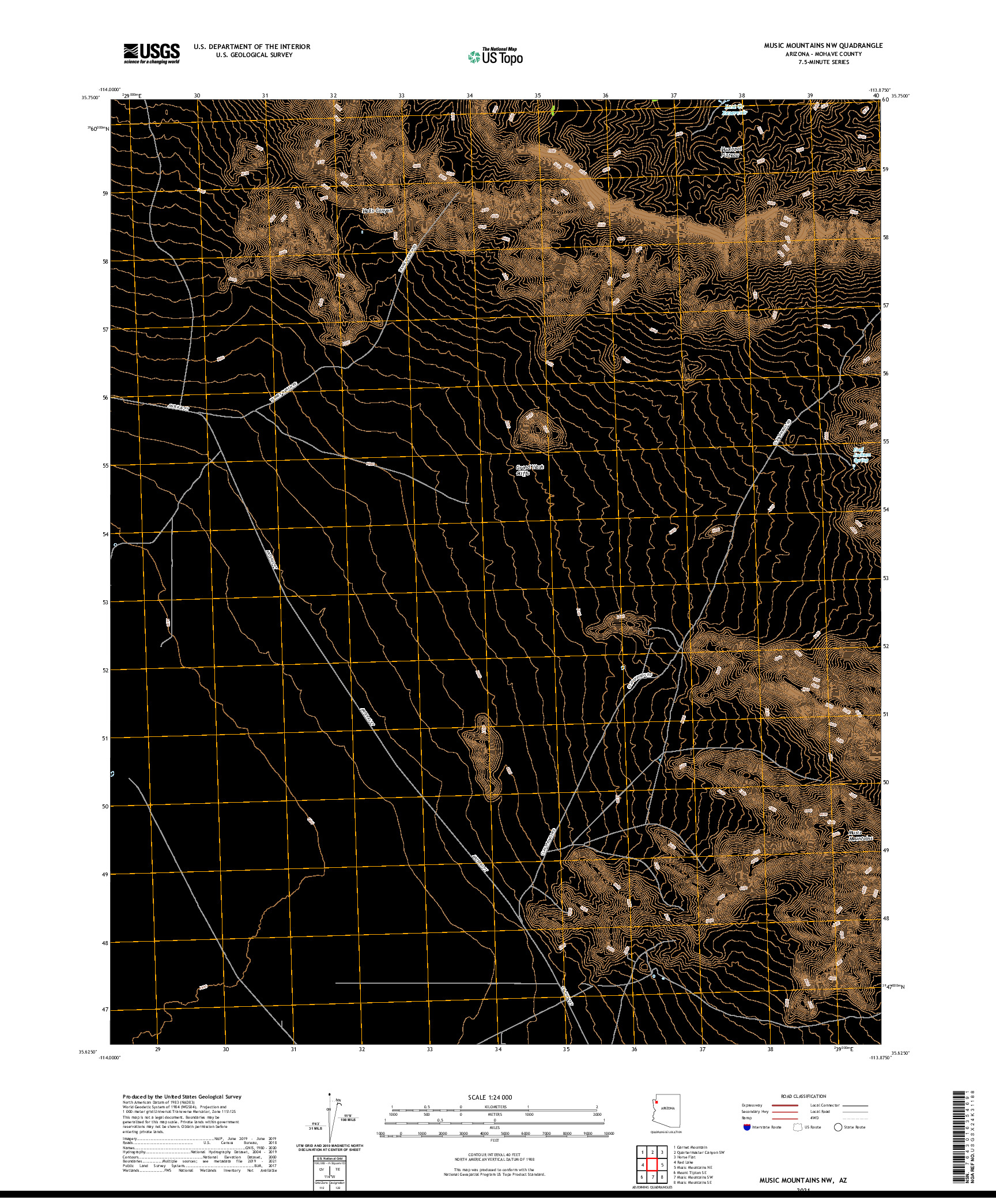 US TOPO 7.5-MINUTE MAP FOR MUSIC MOUNTAINS NW, AZ