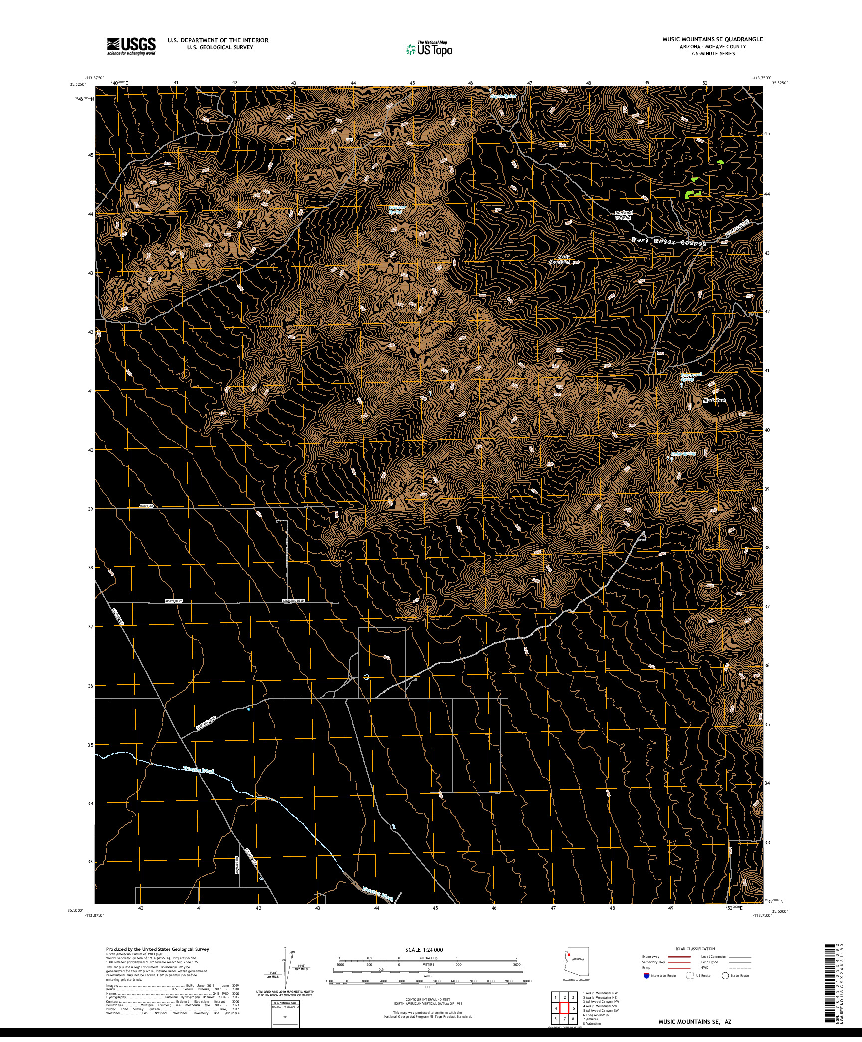 US TOPO 7.5-MINUTE MAP FOR MUSIC MOUNTAINS SE, AZ