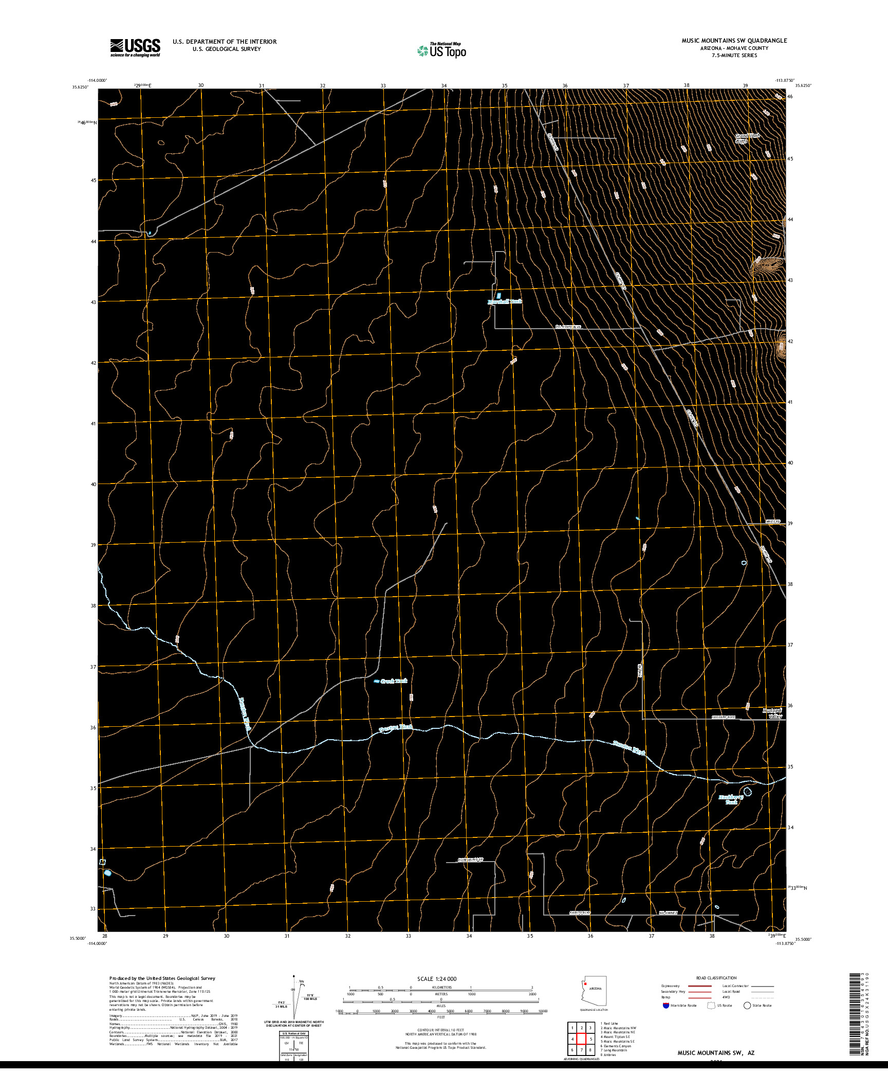 US TOPO 7.5-MINUTE MAP FOR MUSIC MOUNTAINS SW, AZ