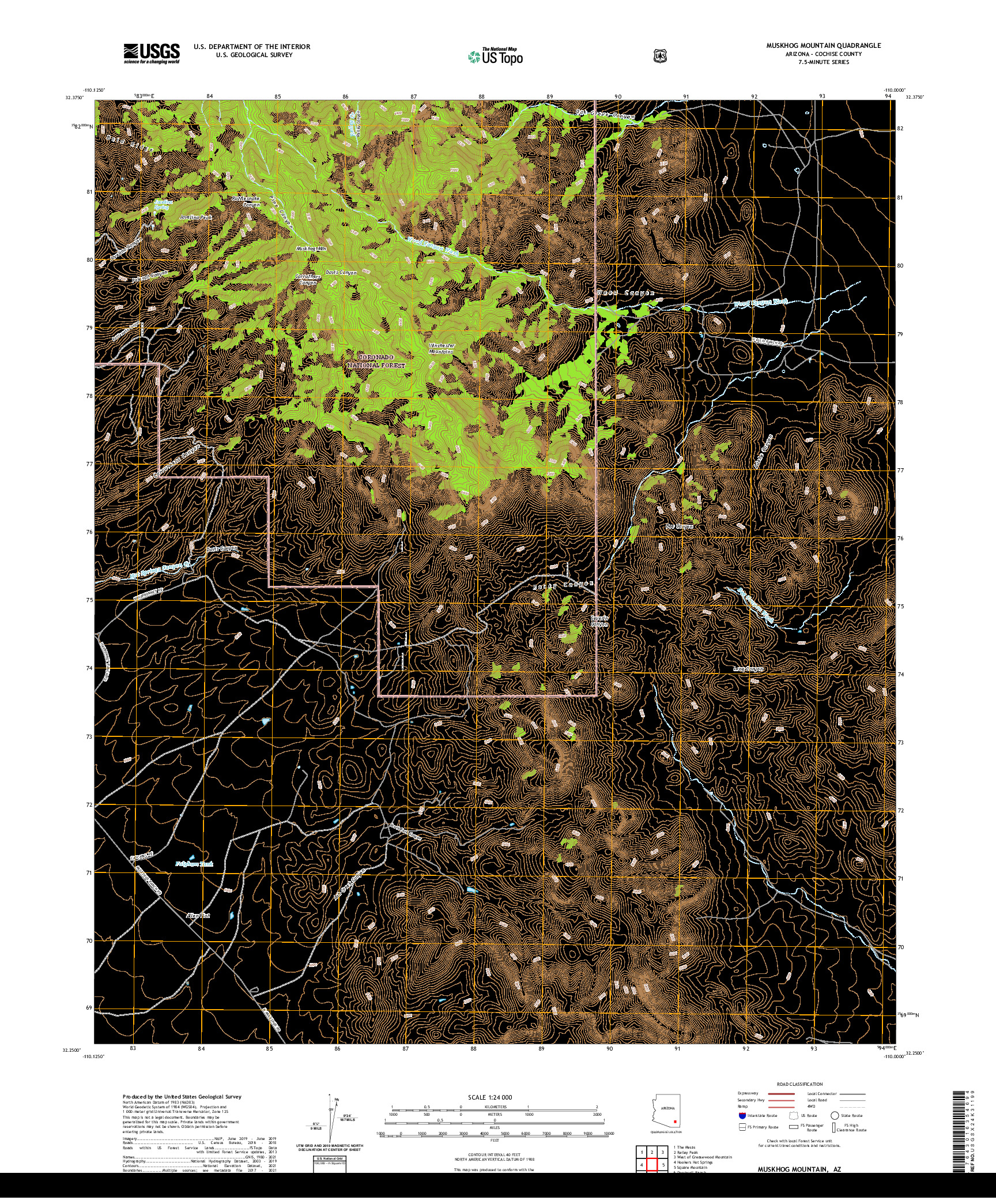 US TOPO 7.5-MINUTE MAP FOR MUSKHOG MOUNTAIN, AZ