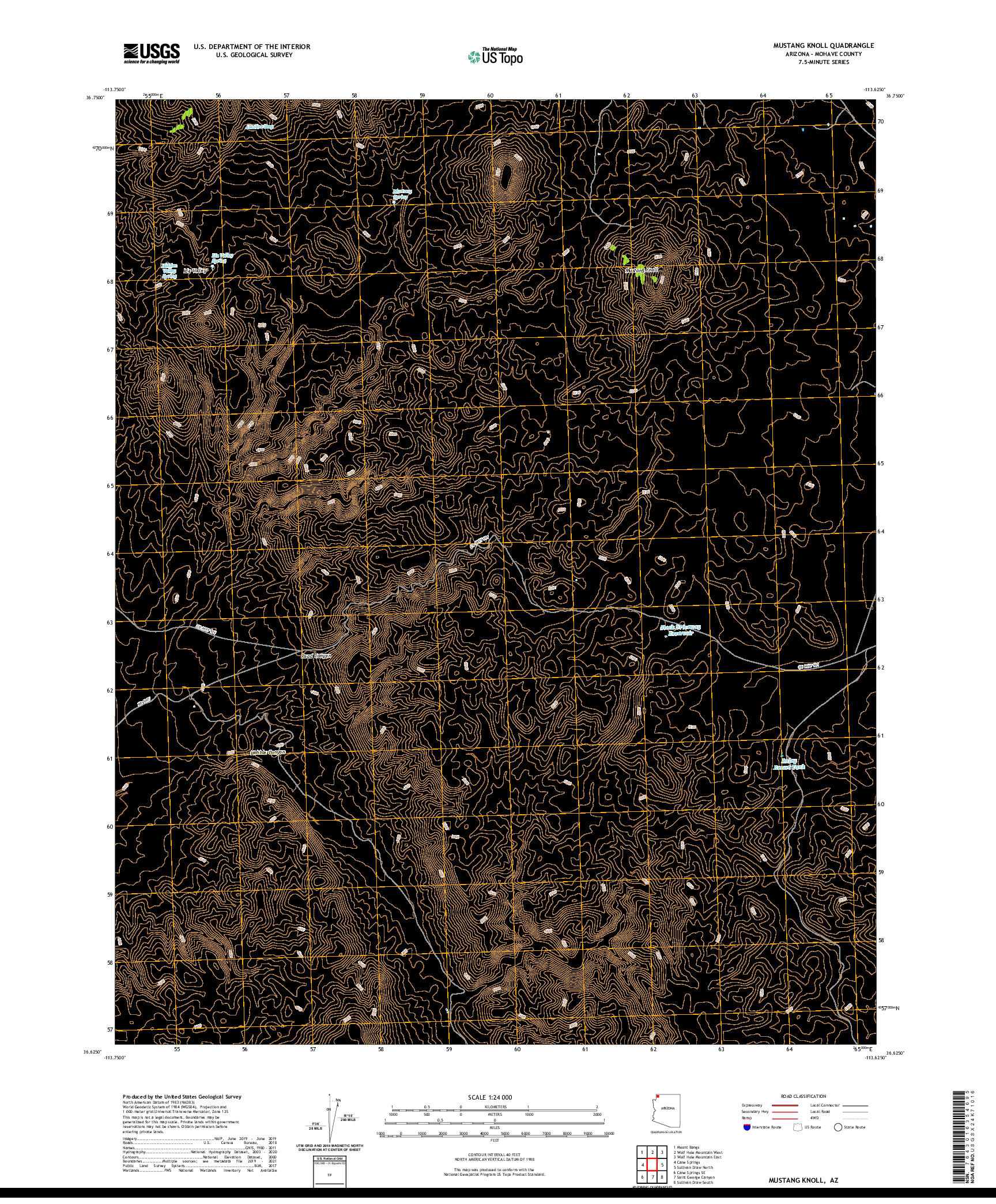 US TOPO 7.5-MINUTE MAP FOR MUSTANG KNOLL, AZ