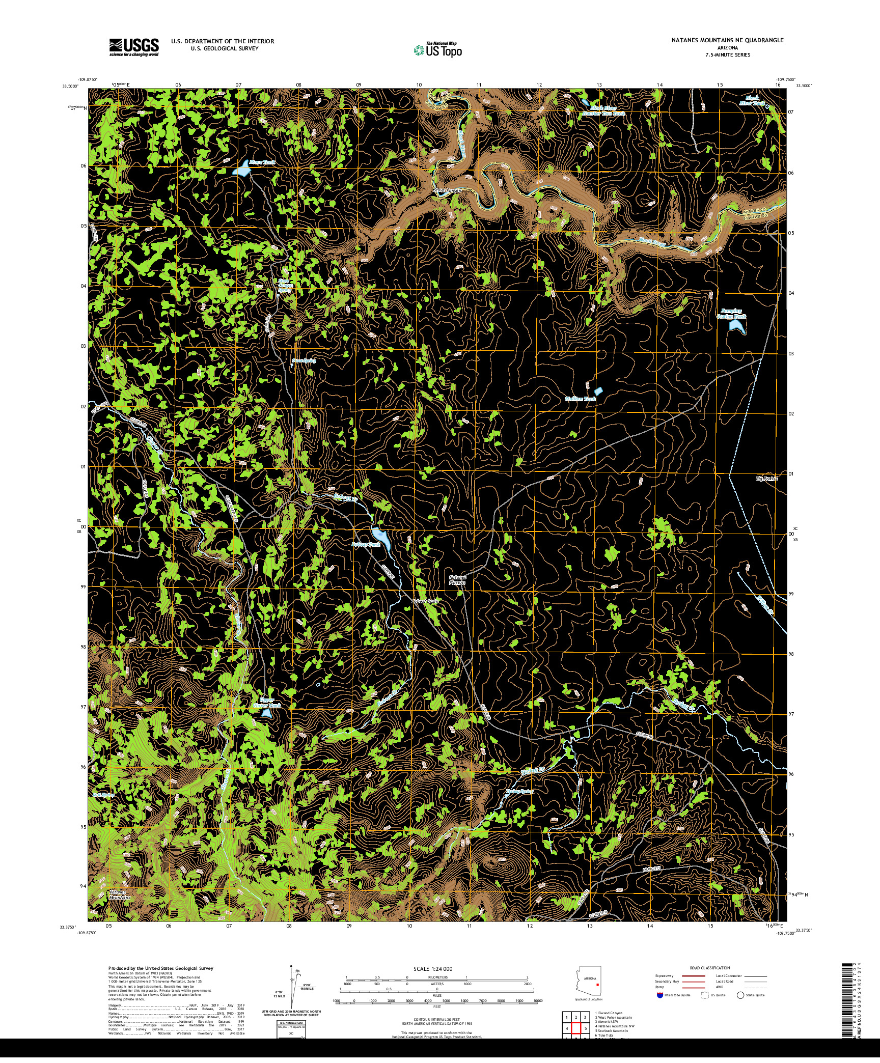 US TOPO 7.5-MINUTE MAP FOR NATANES MOUNTAINS NE, AZ