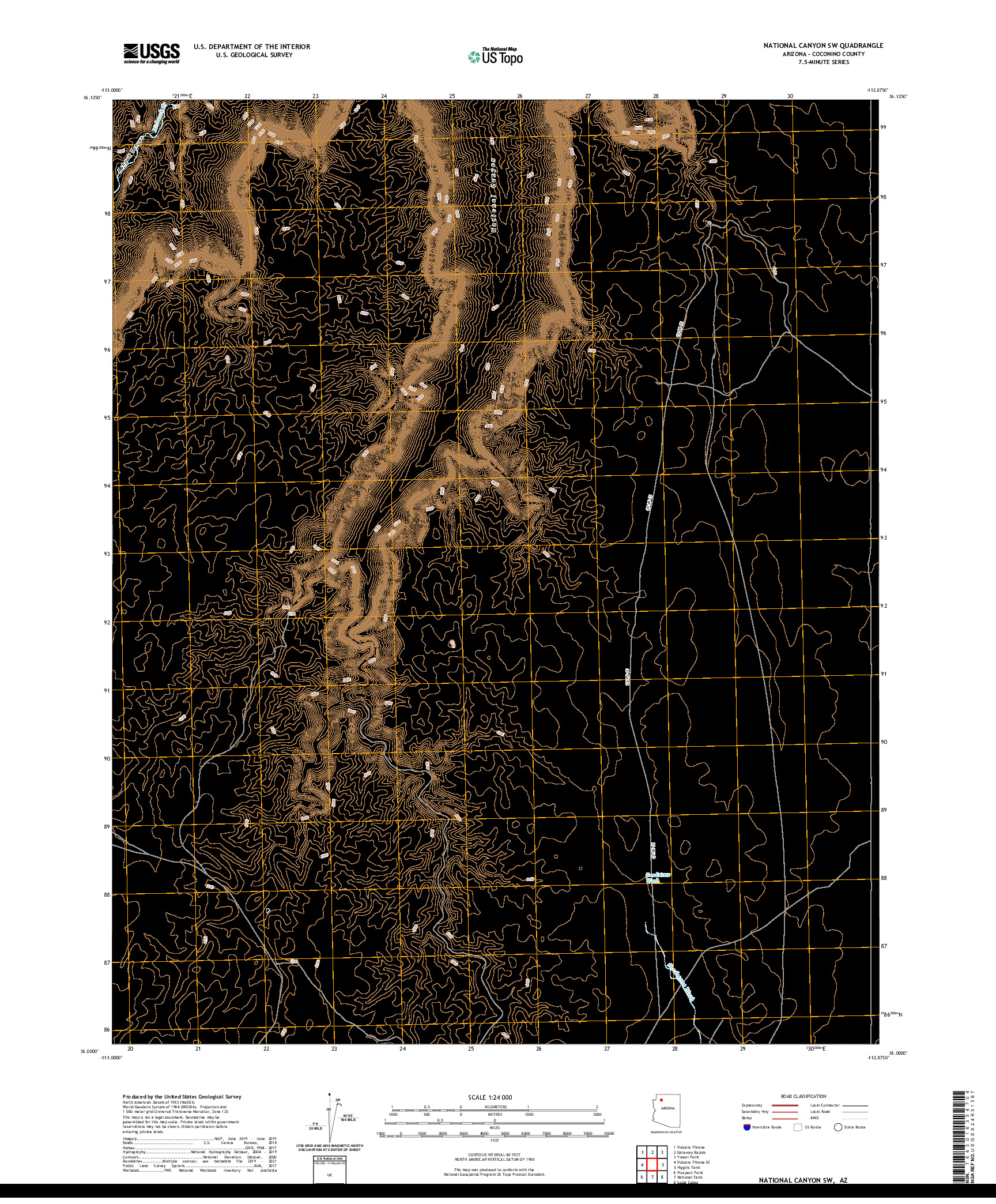 US TOPO 7.5-MINUTE MAP FOR NATIONAL CANYON SW, AZ