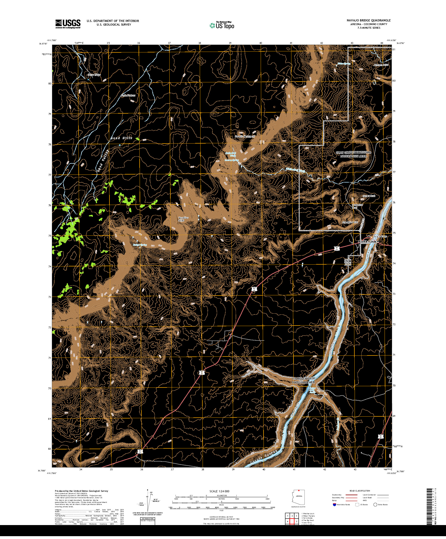 US TOPO 7.5-MINUTE MAP FOR NAVAJO BRIDGE, AZ