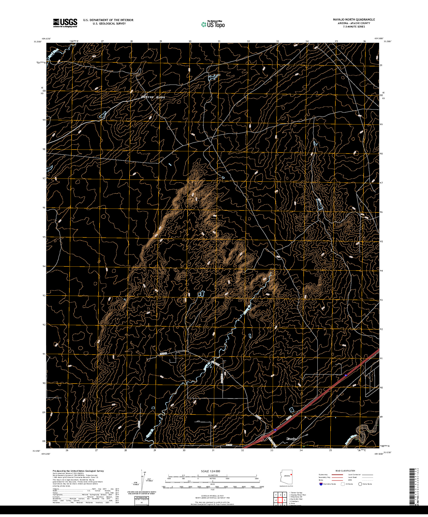 US TOPO 7.5-MINUTE MAP FOR NAVAJO NORTH, AZ