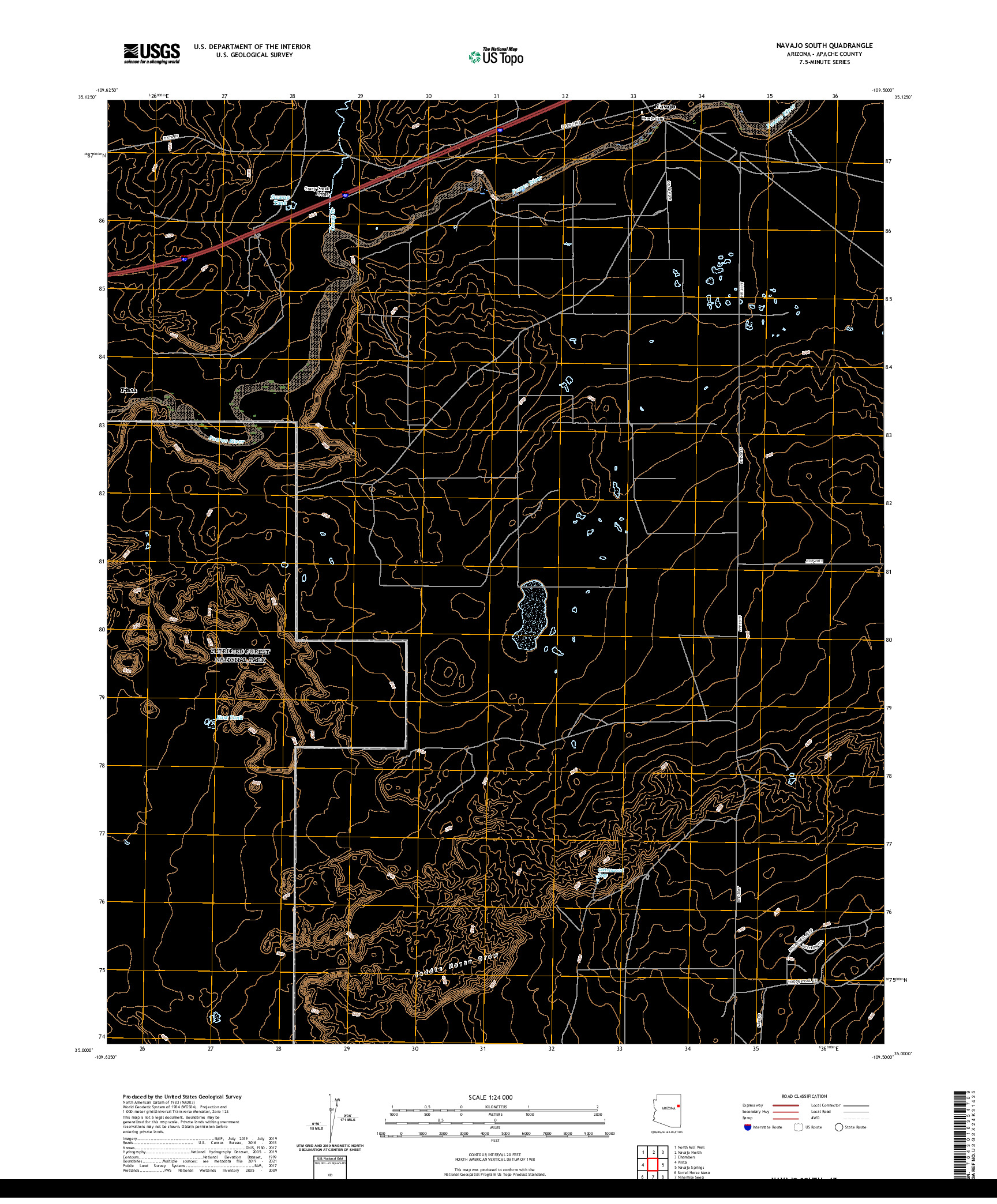 US TOPO 7.5-MINUTE MAP FOR NAVAJO SOUTH, AZ