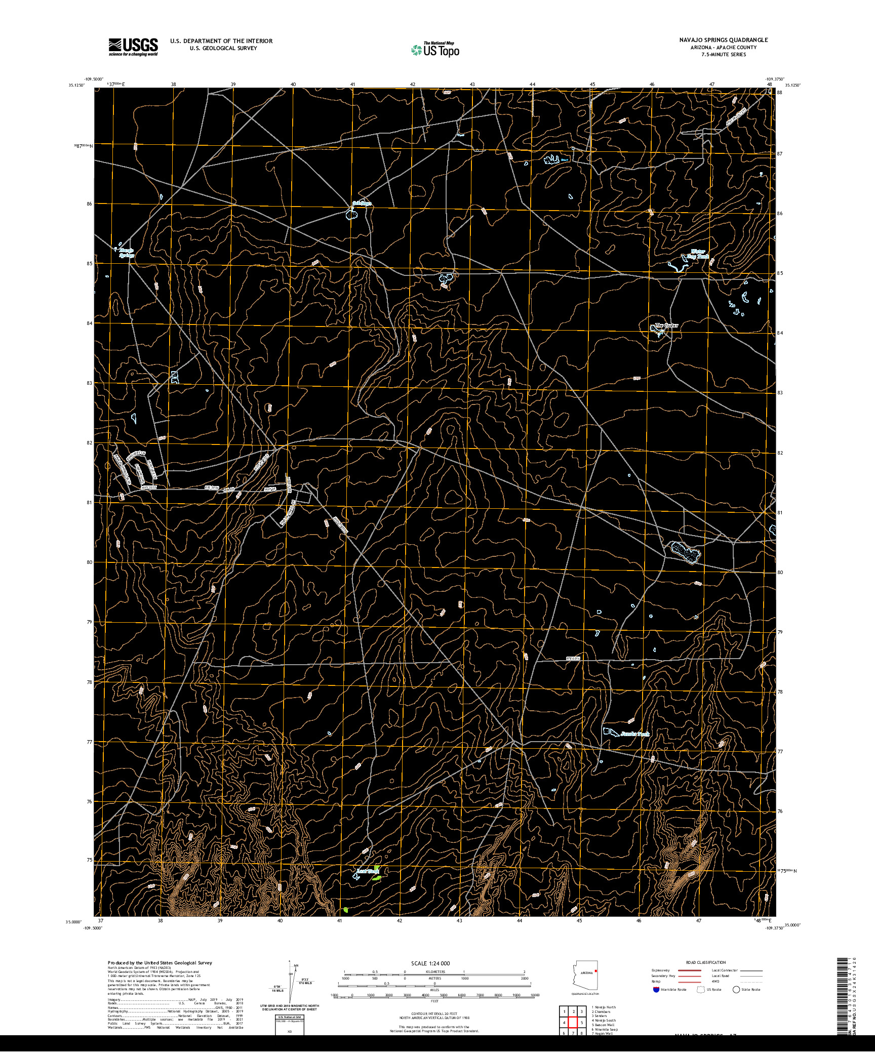 US TOPO 7.5-MINUTE MAP FOR NAVAJO SPRINGS, AZ