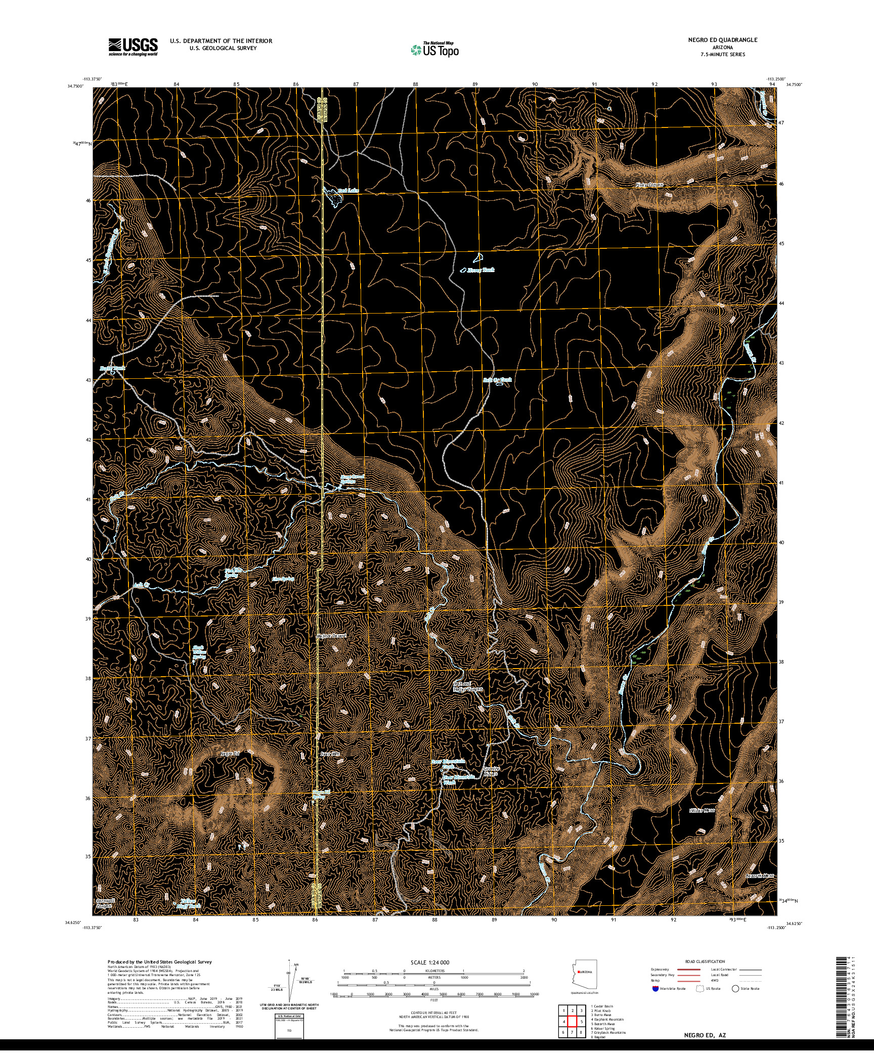 US TOPO 7.5-MINUTE MAP FOR NEGRO ED, AZ