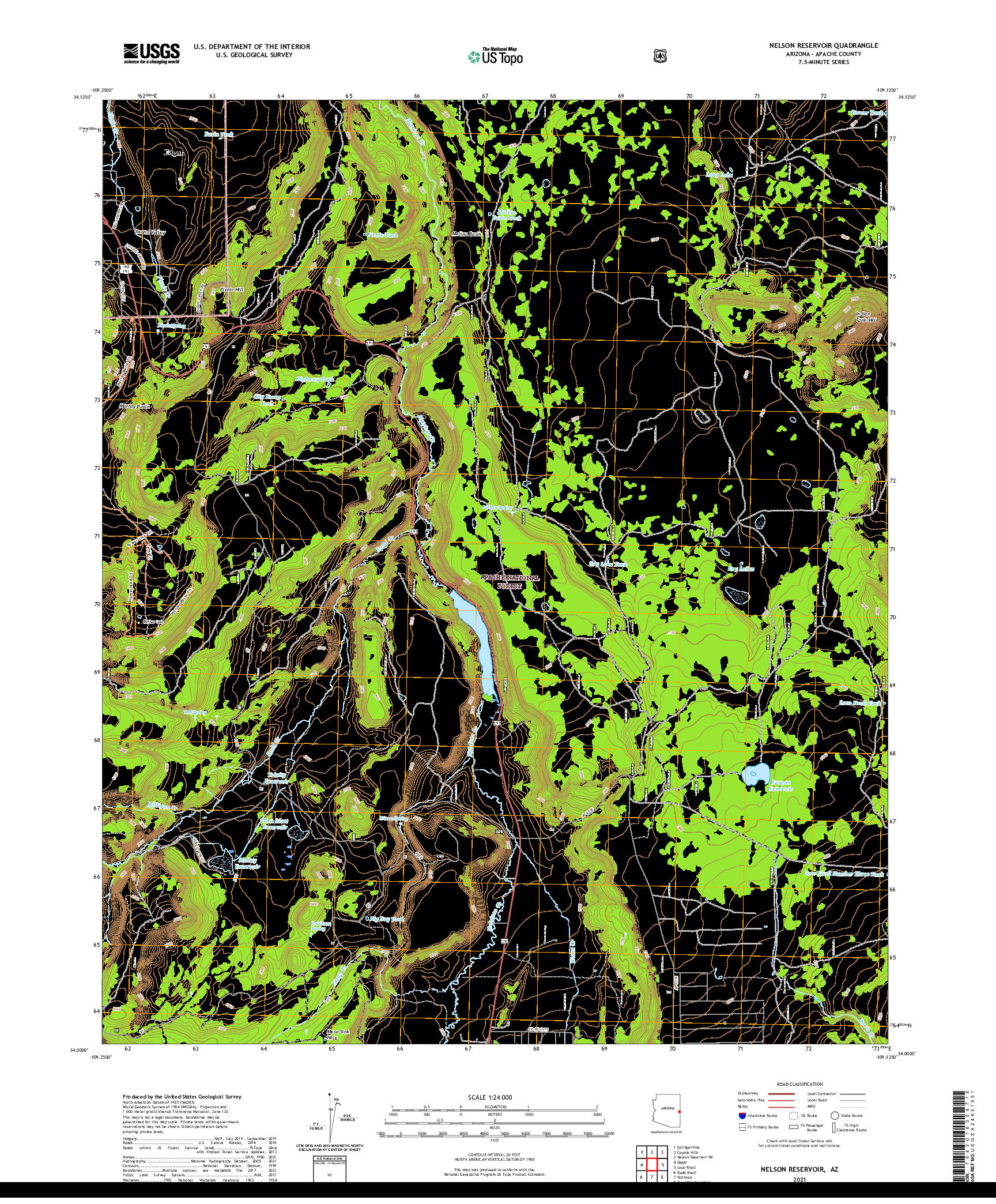 US TOPO 7.5-MINUTE MAP FOR NELSON RESERVOIR, AZ