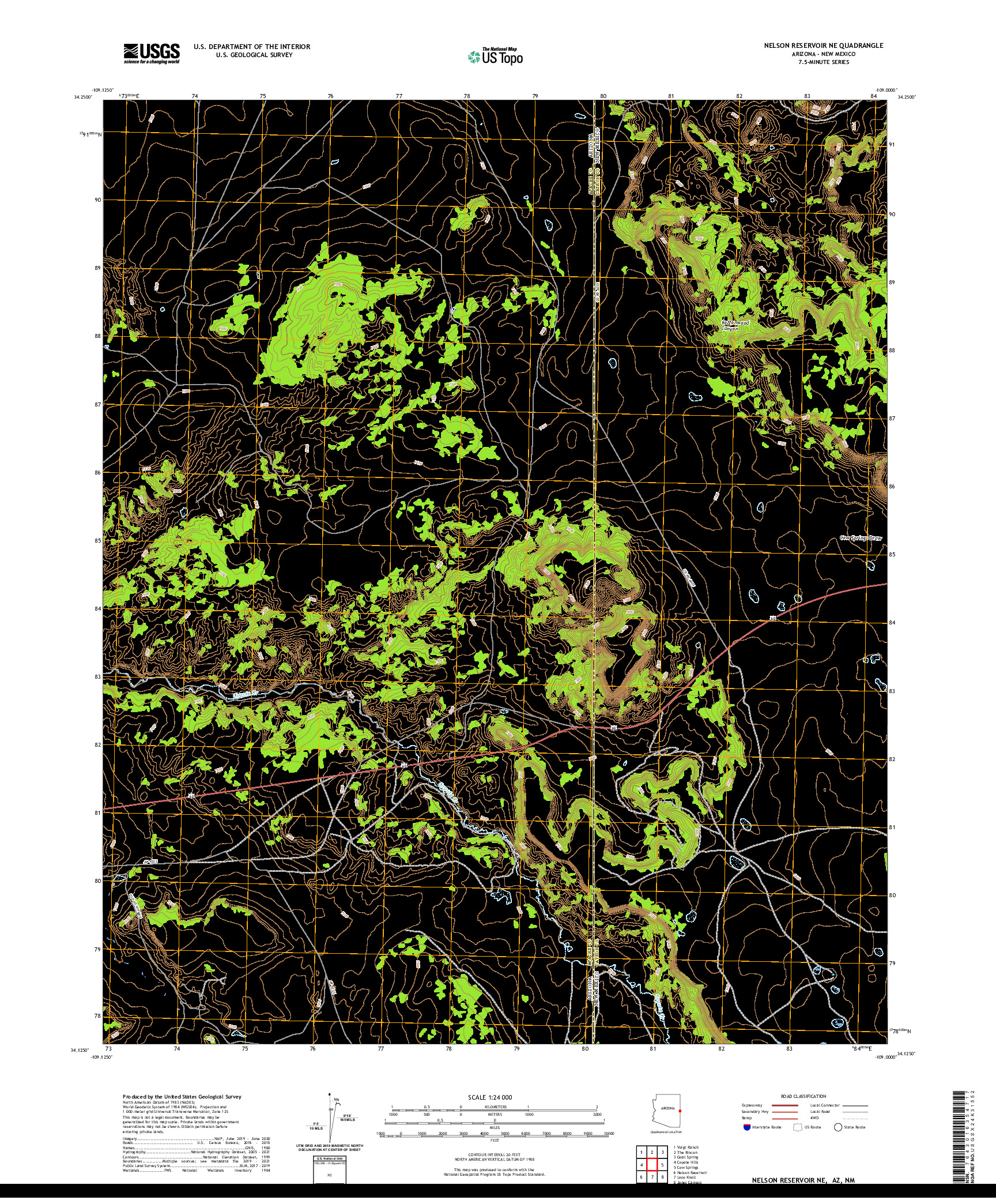 US TOPO 7.5-MINUTE MAP FOR NELSON RESERVOIR NE, AZ,NM