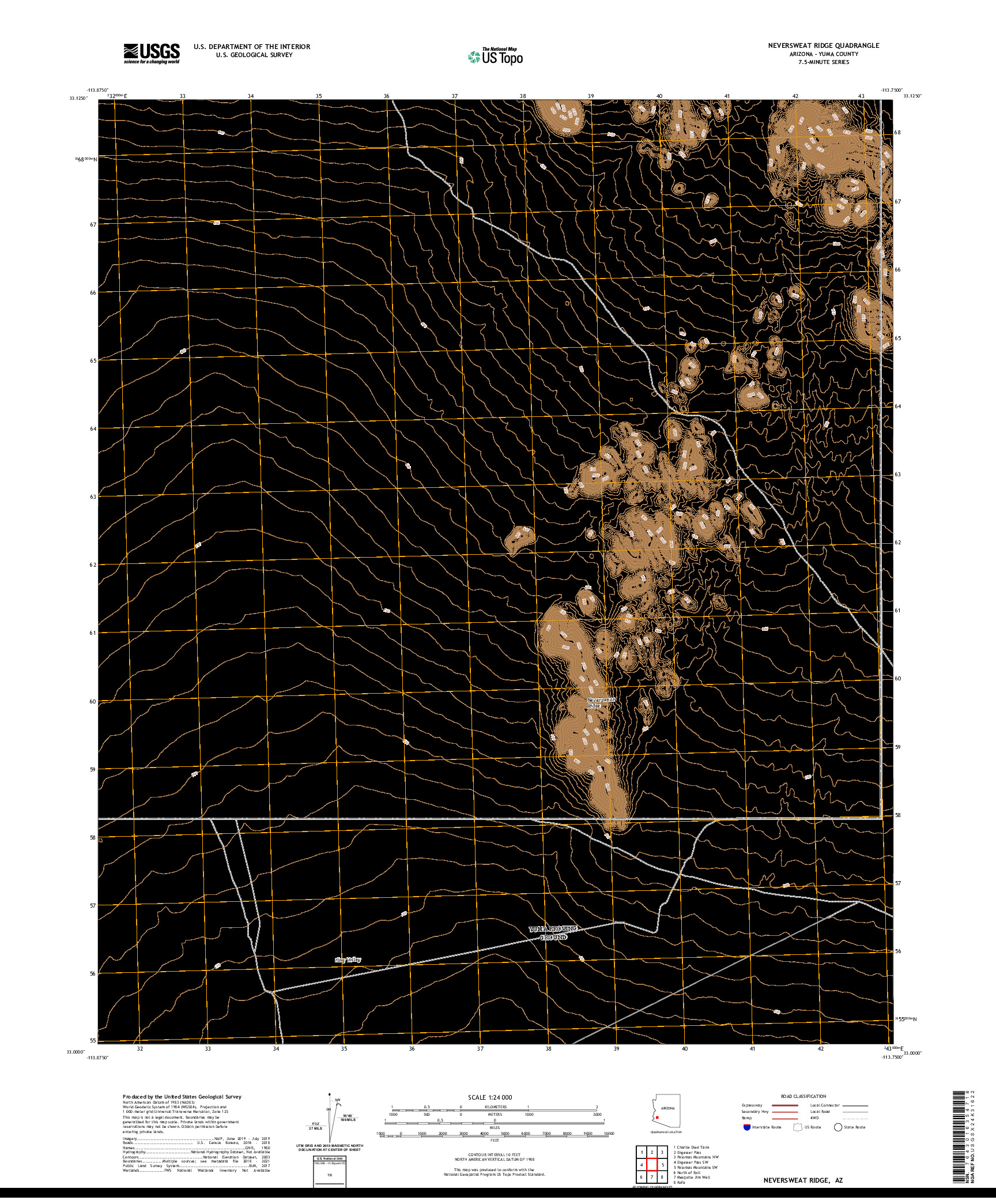 US TOPO 7.5-MINUTE MAP FOR NEVERSWEAT RIDGE, AZ