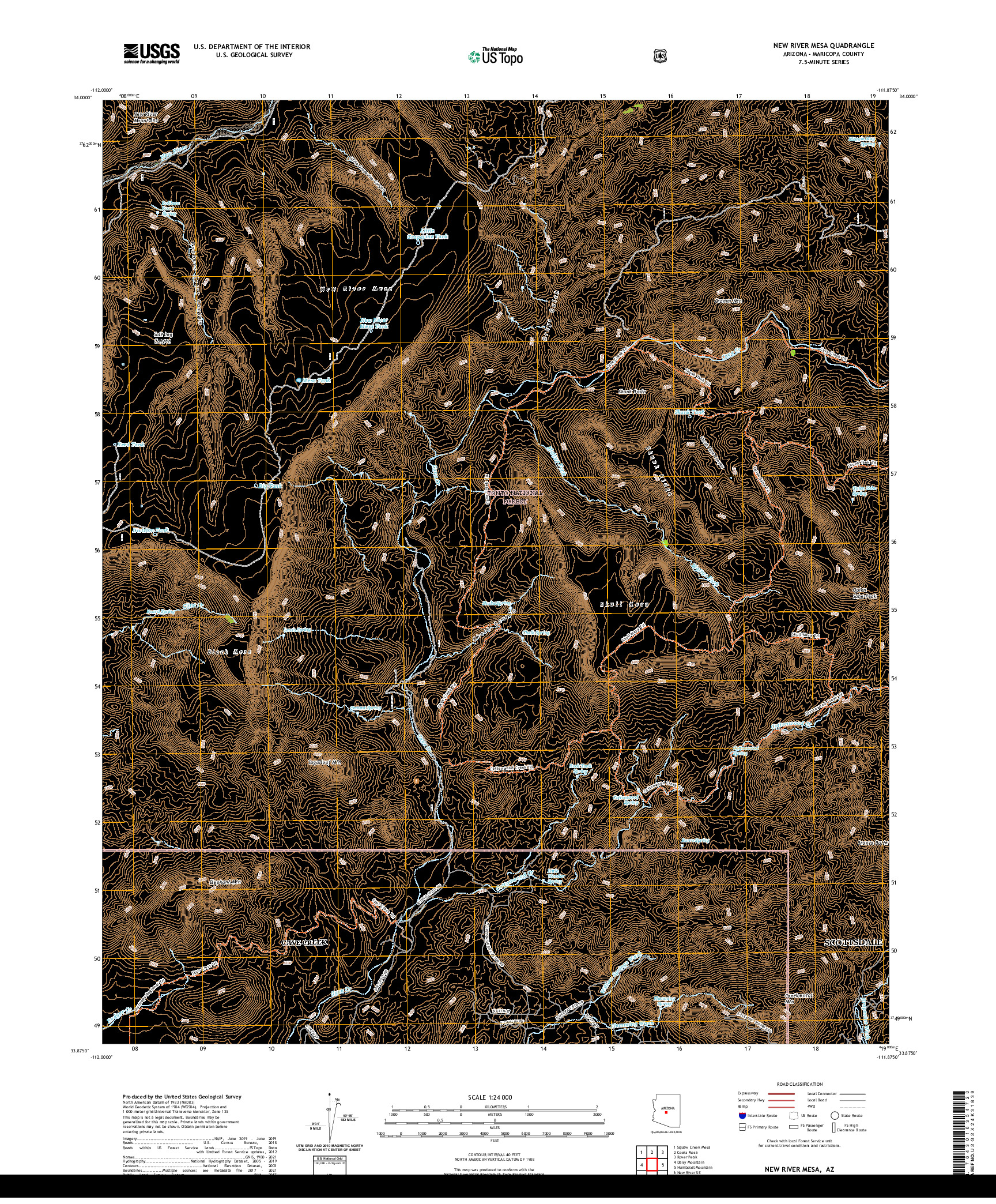 US TOPO 7.5-MINUTE MAP FOR NEW RIVER MESA, AZ