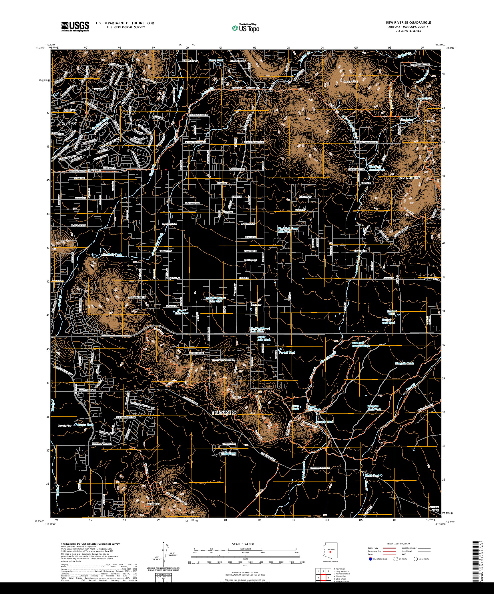 US TOPO 7.5-MINUTE MAP FOR NEW RIVER SE, AZ