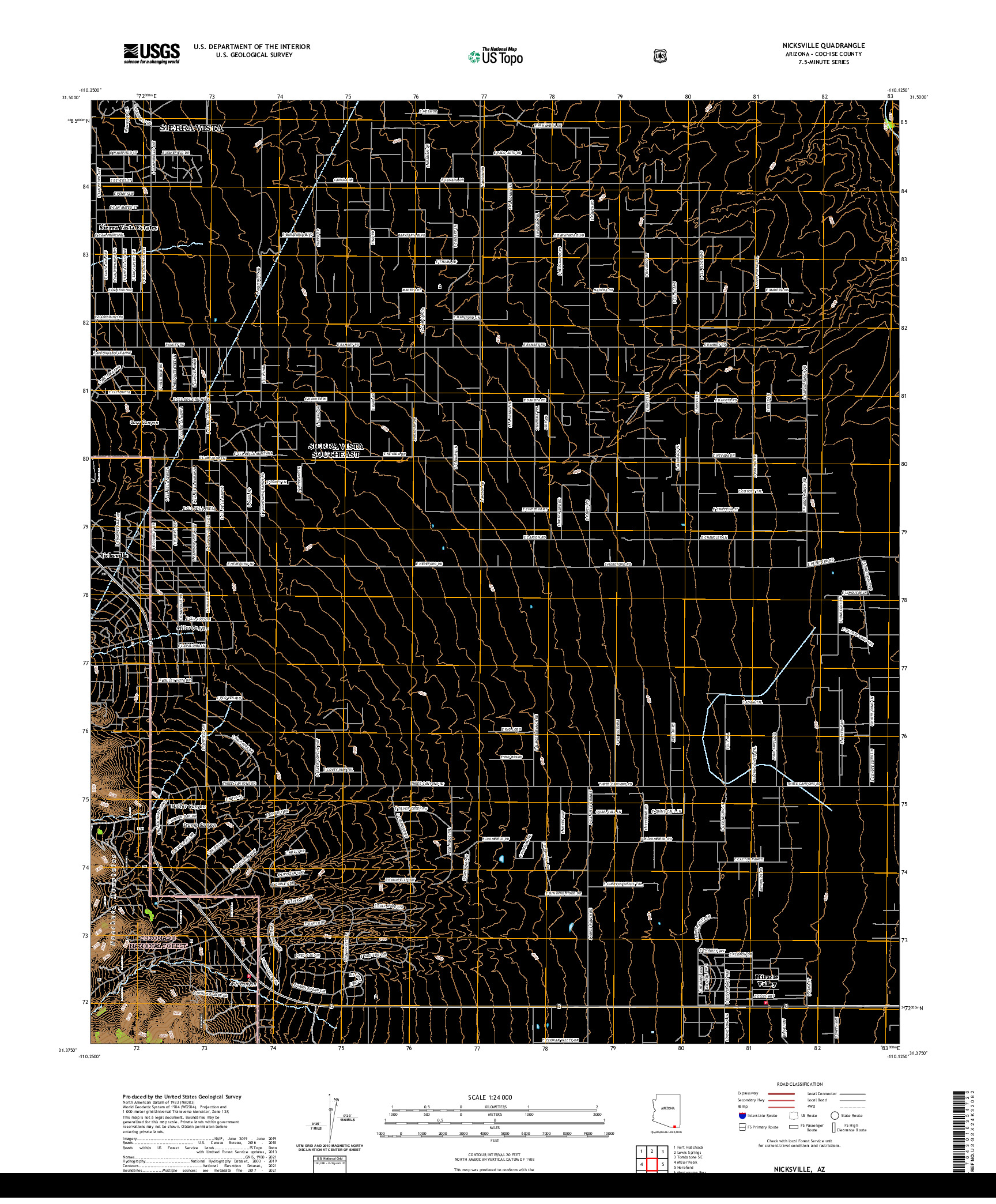 US TOPO 7.5-MINUTE MAP FOR NICKSVILLE, AZ