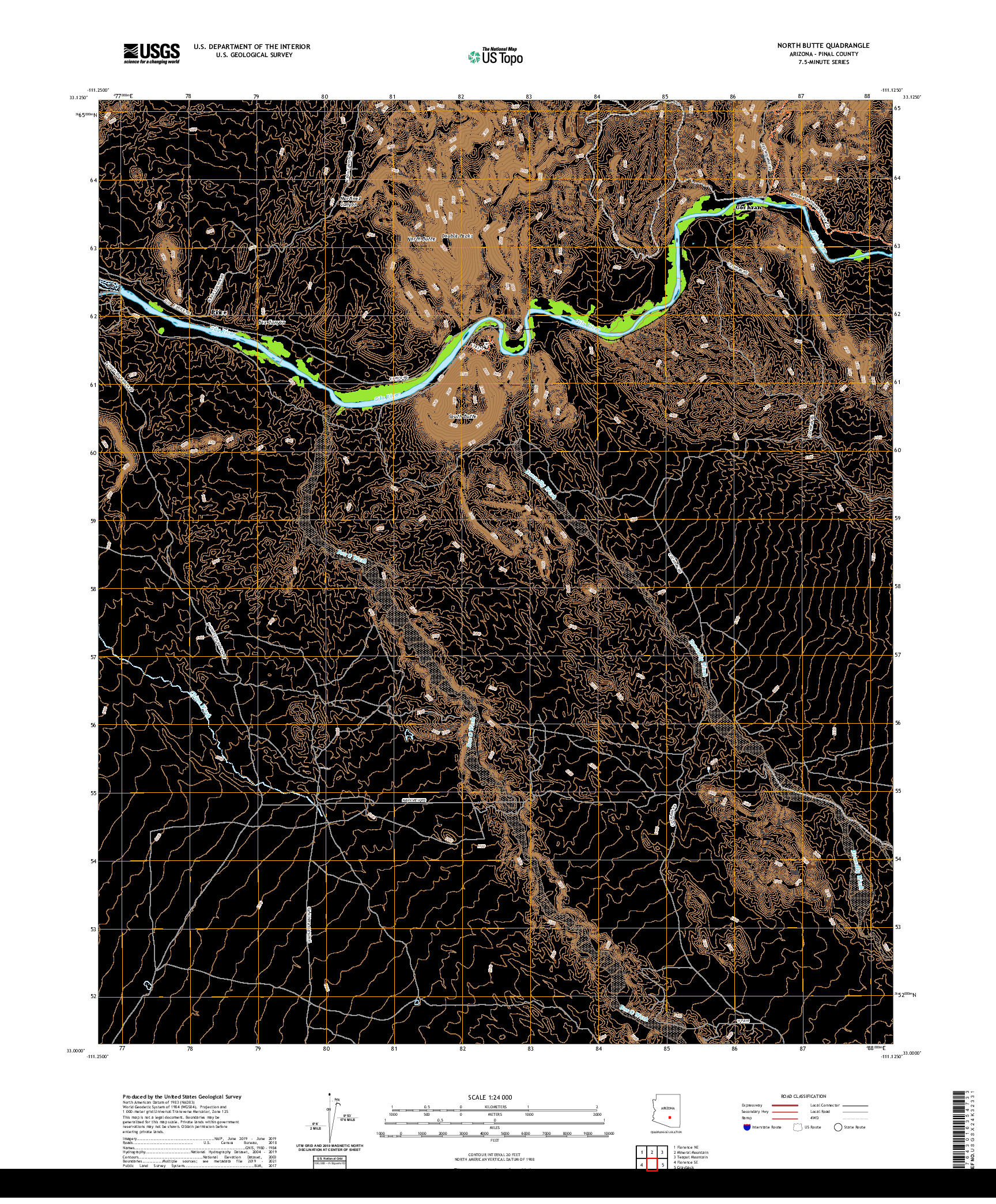 US TOPO 7.5-MINUTE MAP FOR NORTH BUTTE, AZ