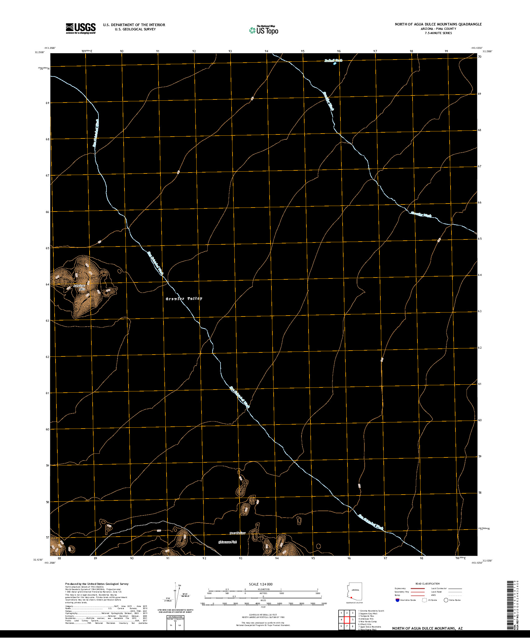 USGS US TOPO 7.5-MINUTE MAP FOR NORTH OF AGUA DULCE MOUNTAINS, AZ 2021