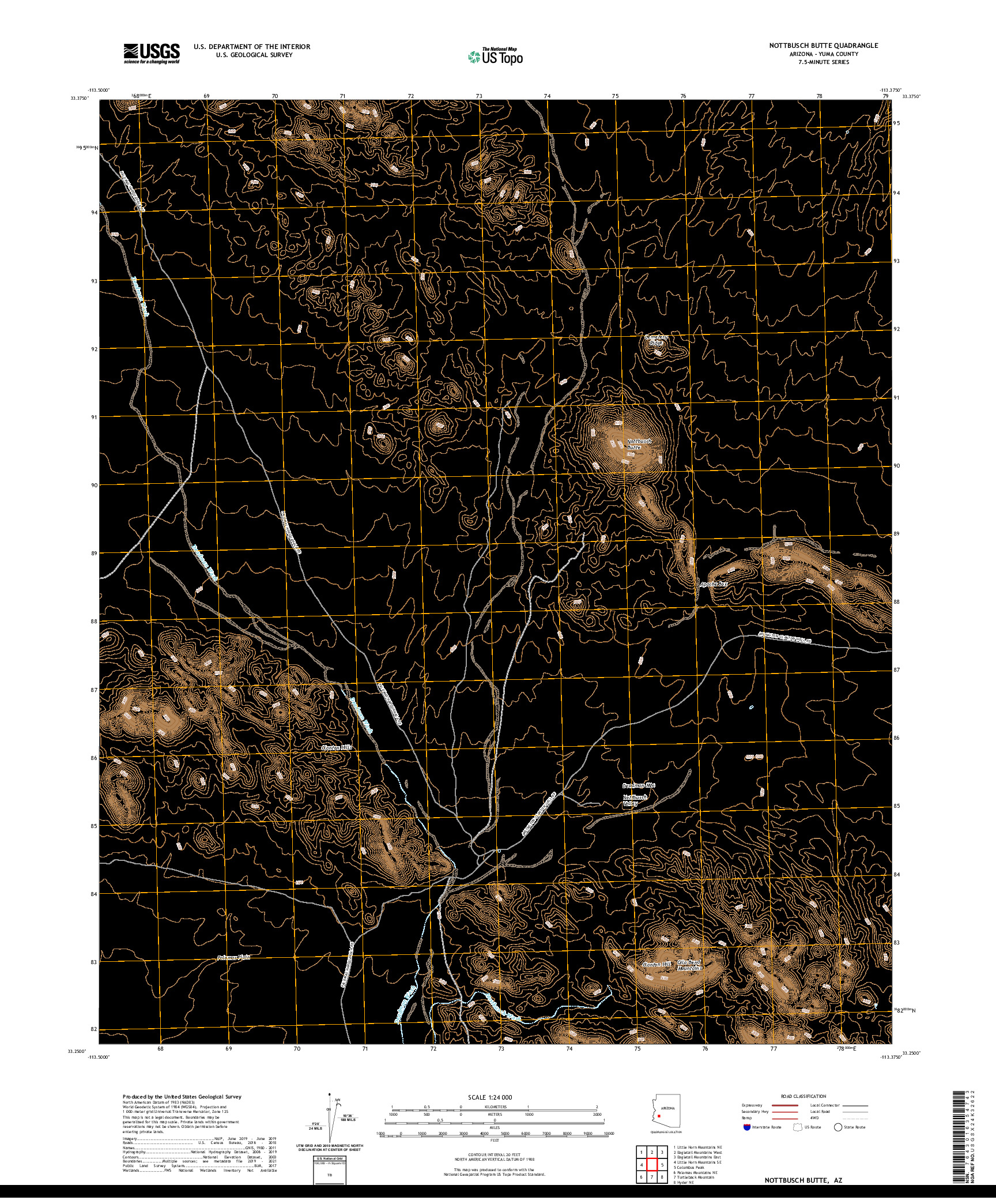 US TOPO 7.5-MINUTE MAP FOR NOTTBUSCH BUTTE, AZ