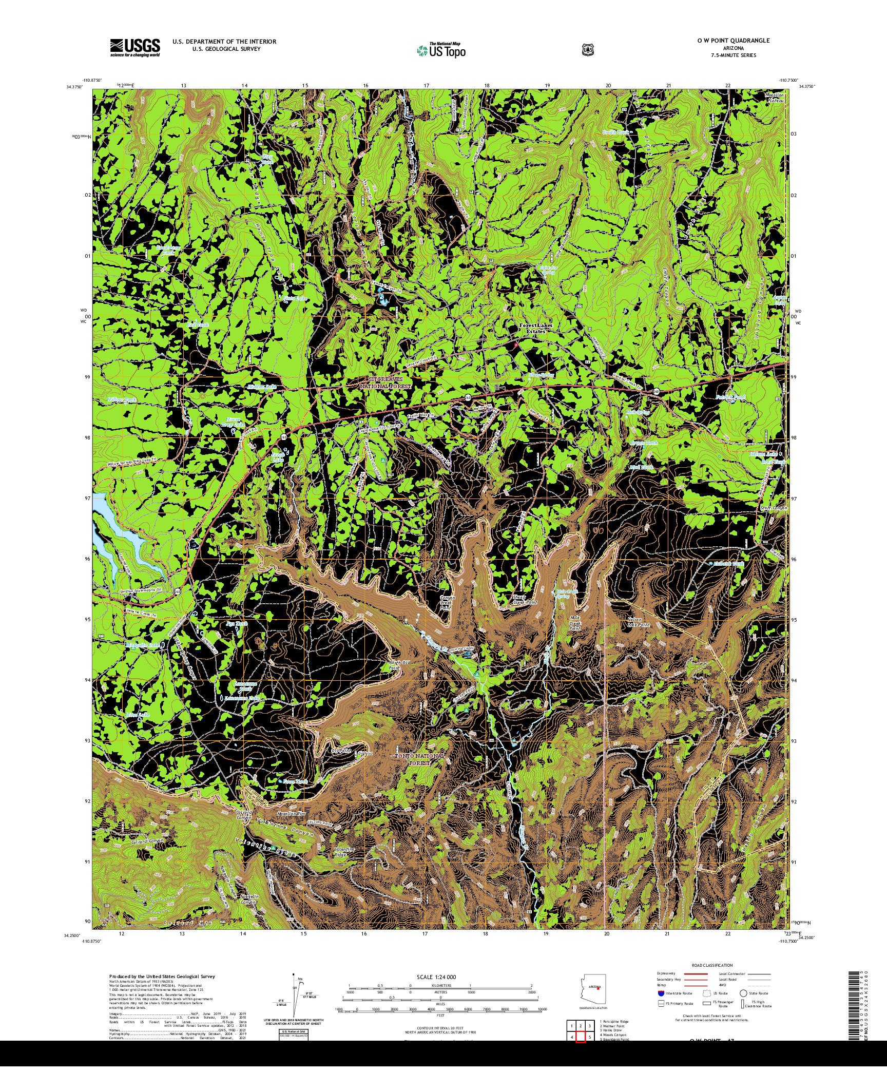 US TOPO 7.5-MINUTE MAP FOR O W POINT, AZ