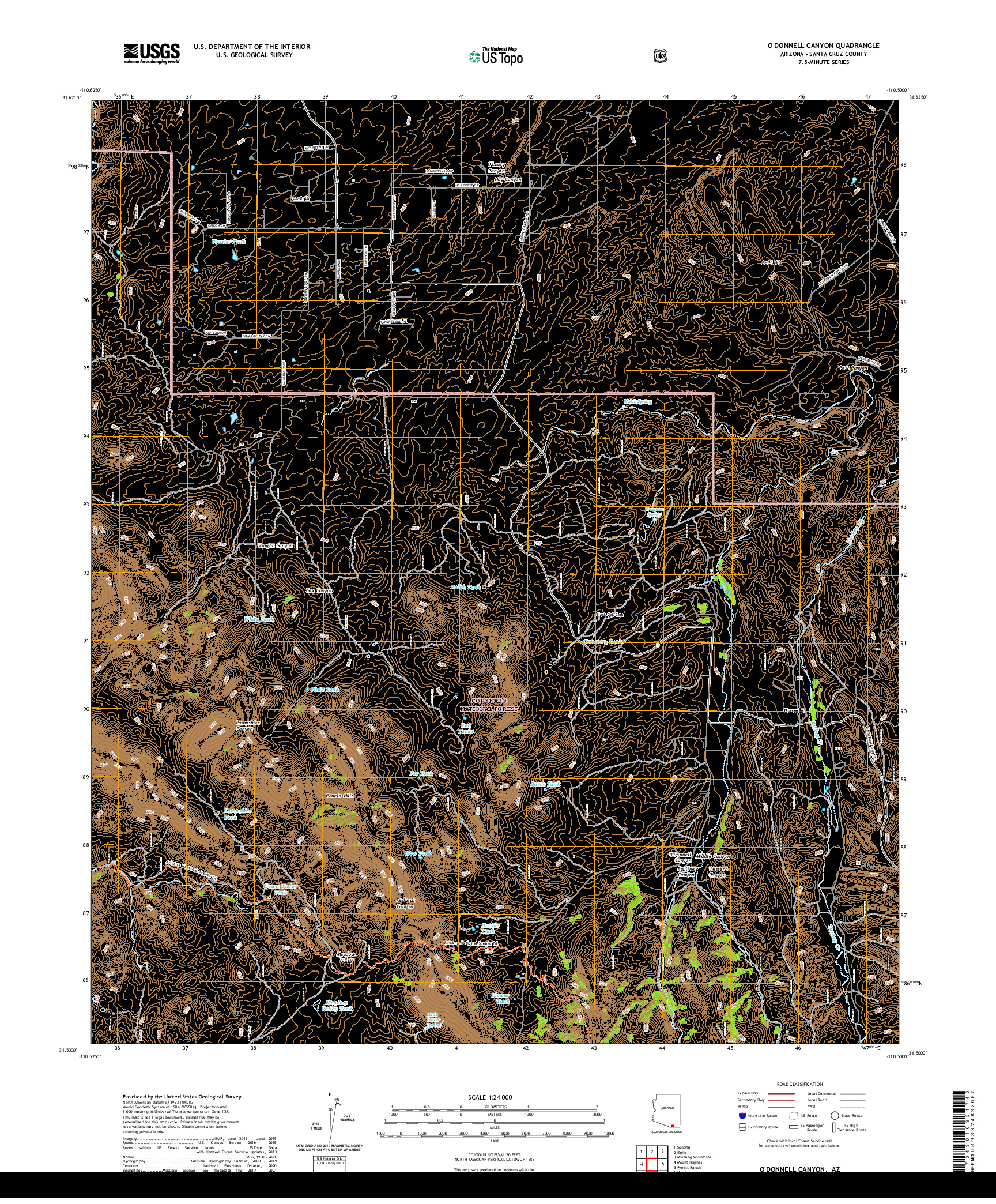 US TOPO 7.5-MINUTE MAP FOR O'DONNELL CANYON, AZ