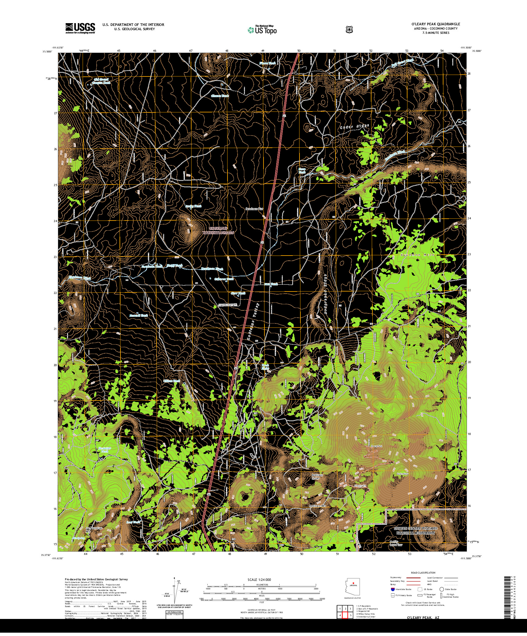 US TOPO 7.5-MINUTE MAP FOR O'LEARY PEAK, AZ