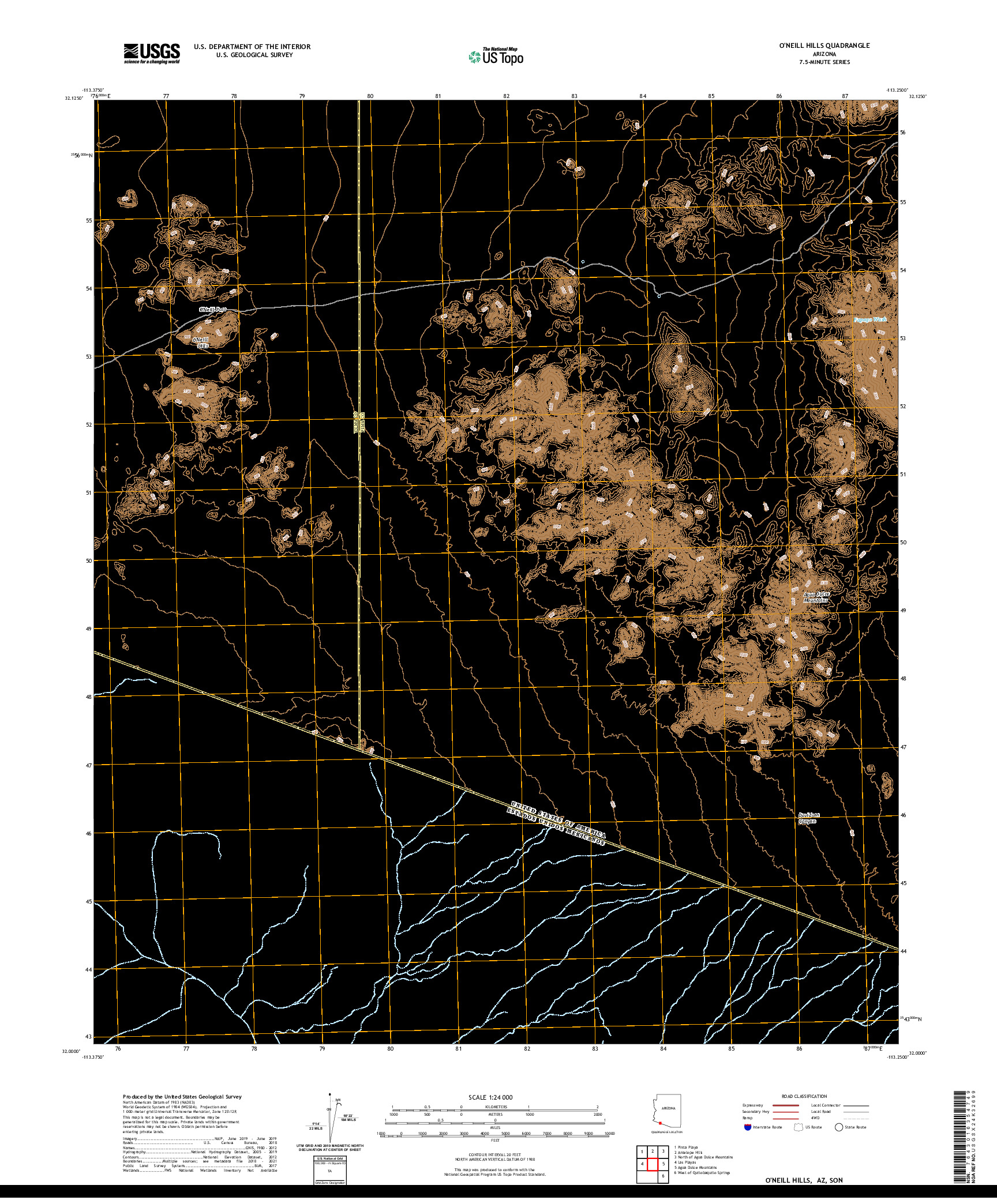 US TOPO 7.5-MINUTE MAP FOR O'NEILL HILLS, AZ,SON