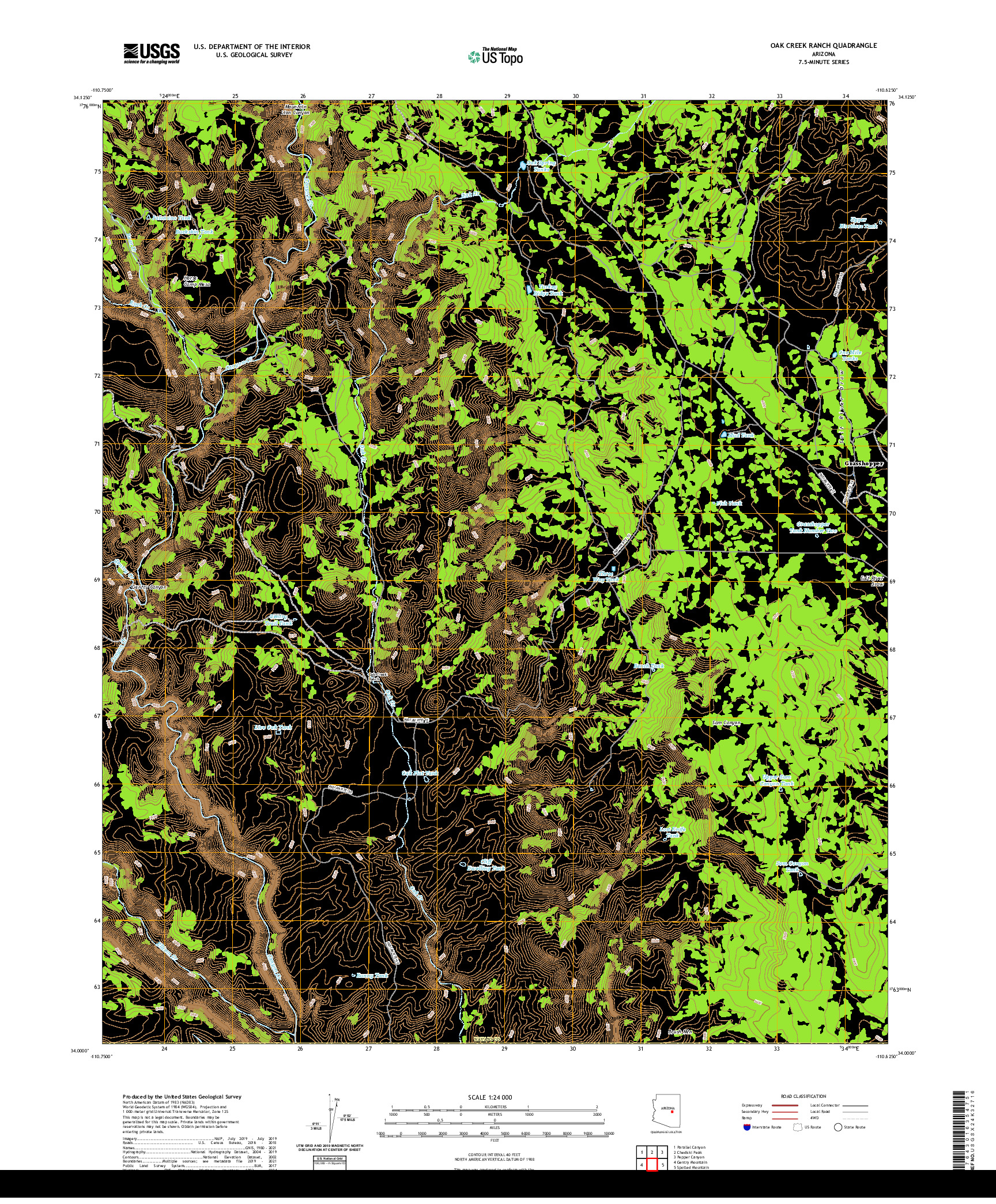 US TOPO 7.5-MINUTE MAP FOR OAK CREEK RANCH, AZ