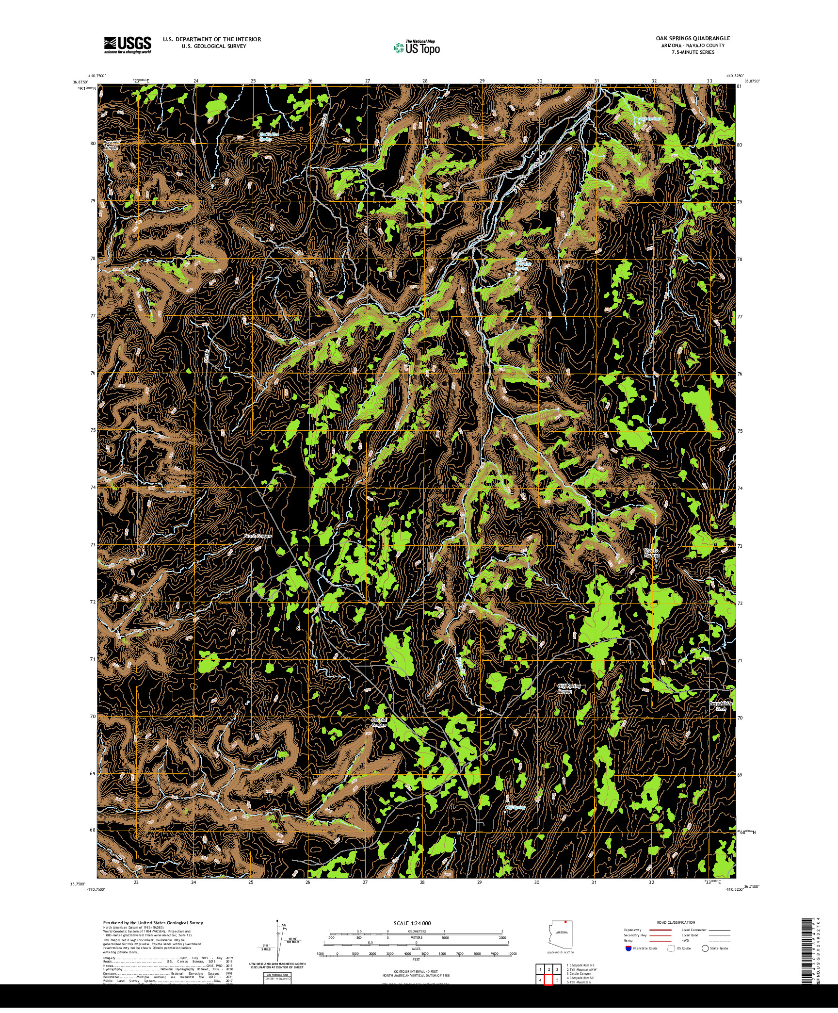 US TOPO 7.5-MINUTE MAP FOR OAK SPRINGS, AZ