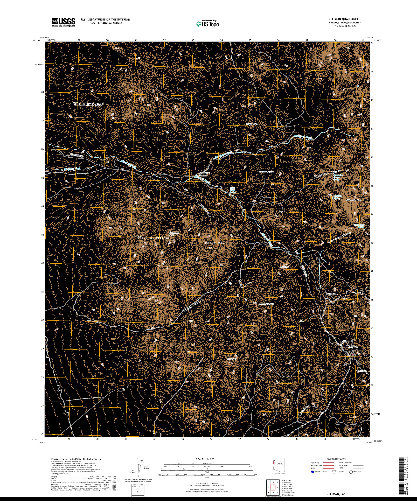 US TOPO 7.5-MINUTE MAP FOR OATMAN, AZ