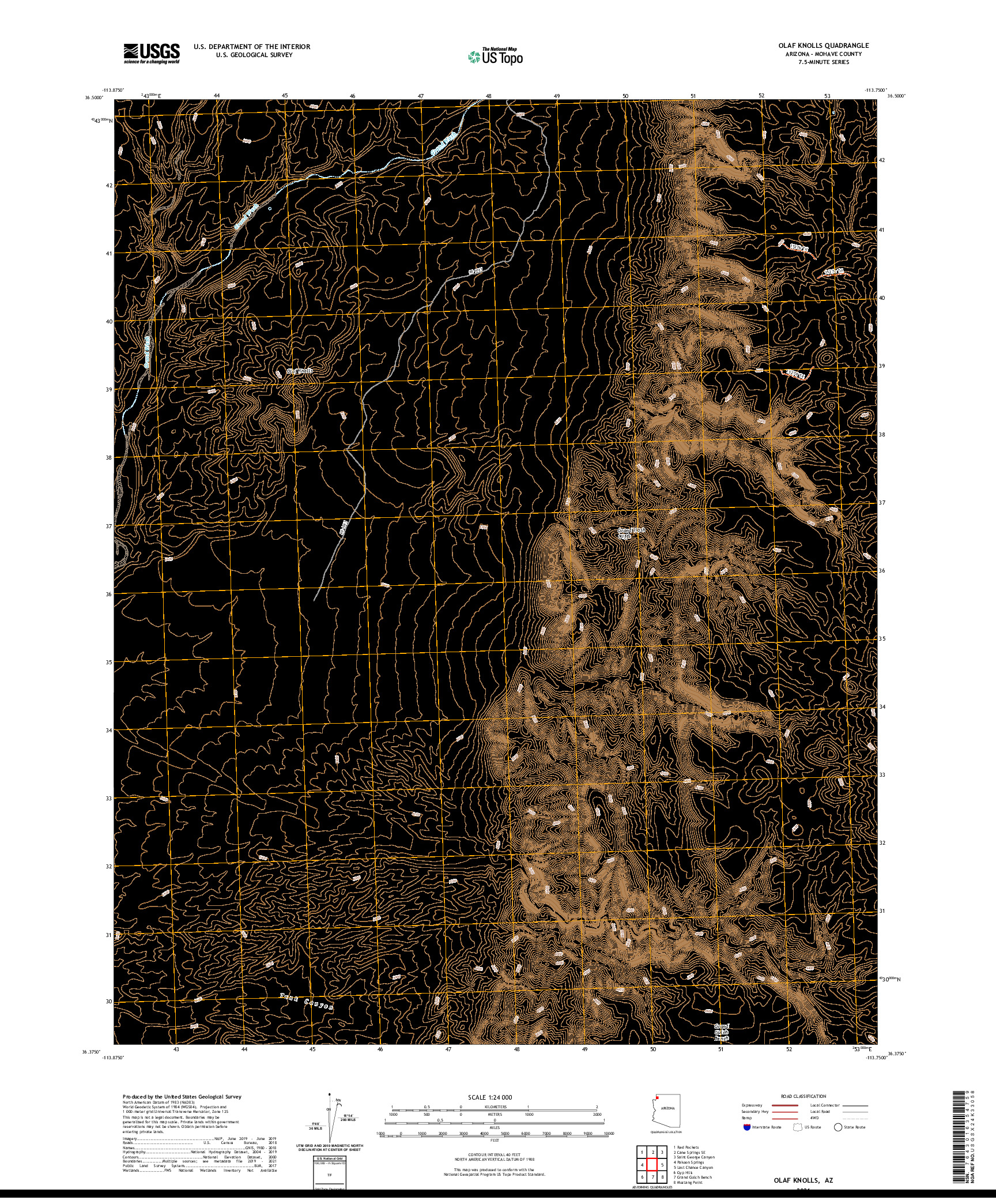 US TOPO 7.5-MINUTE MAP FOR OLAF KNOLLS, AZ