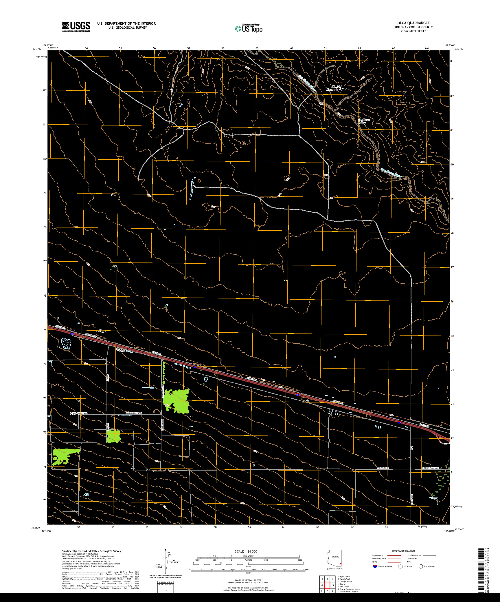 US TOPO 7.5-MINUTE MAP FOR OLGA, AZ