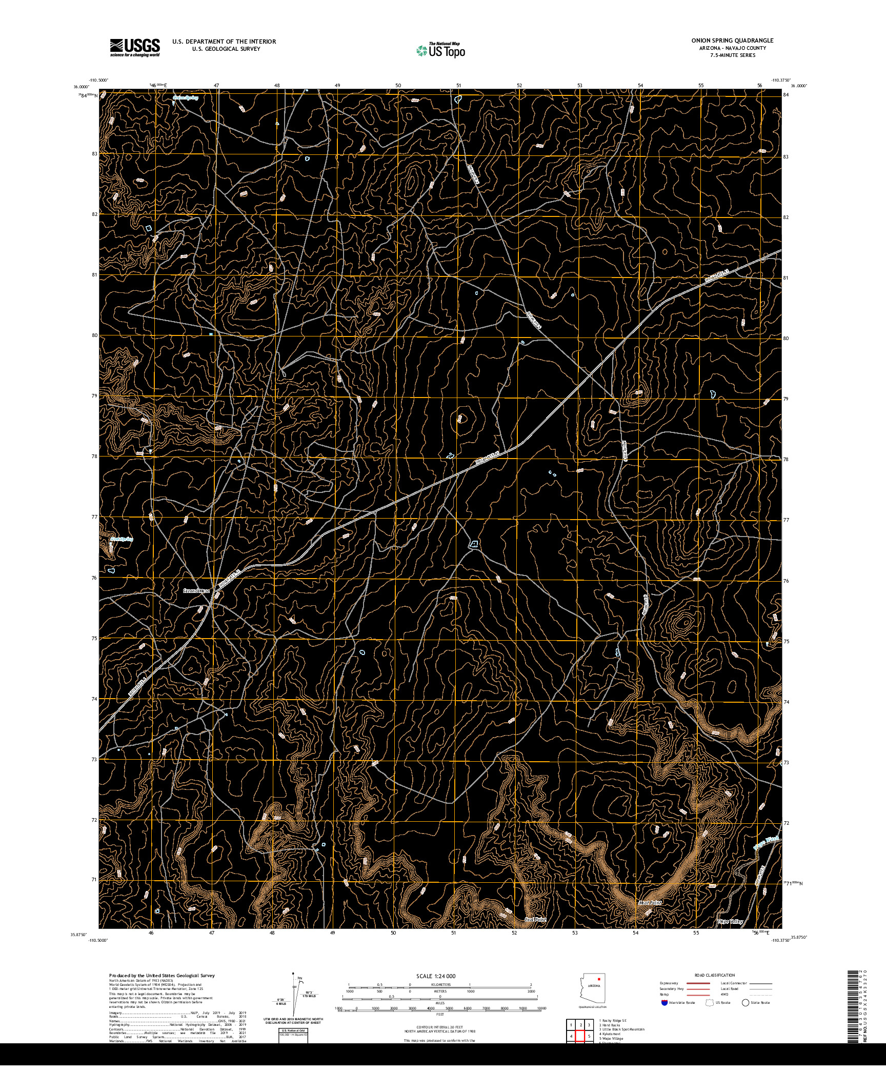 US TOPO 7.5-MINUTE MAP FOR ONION SPRING, AZ