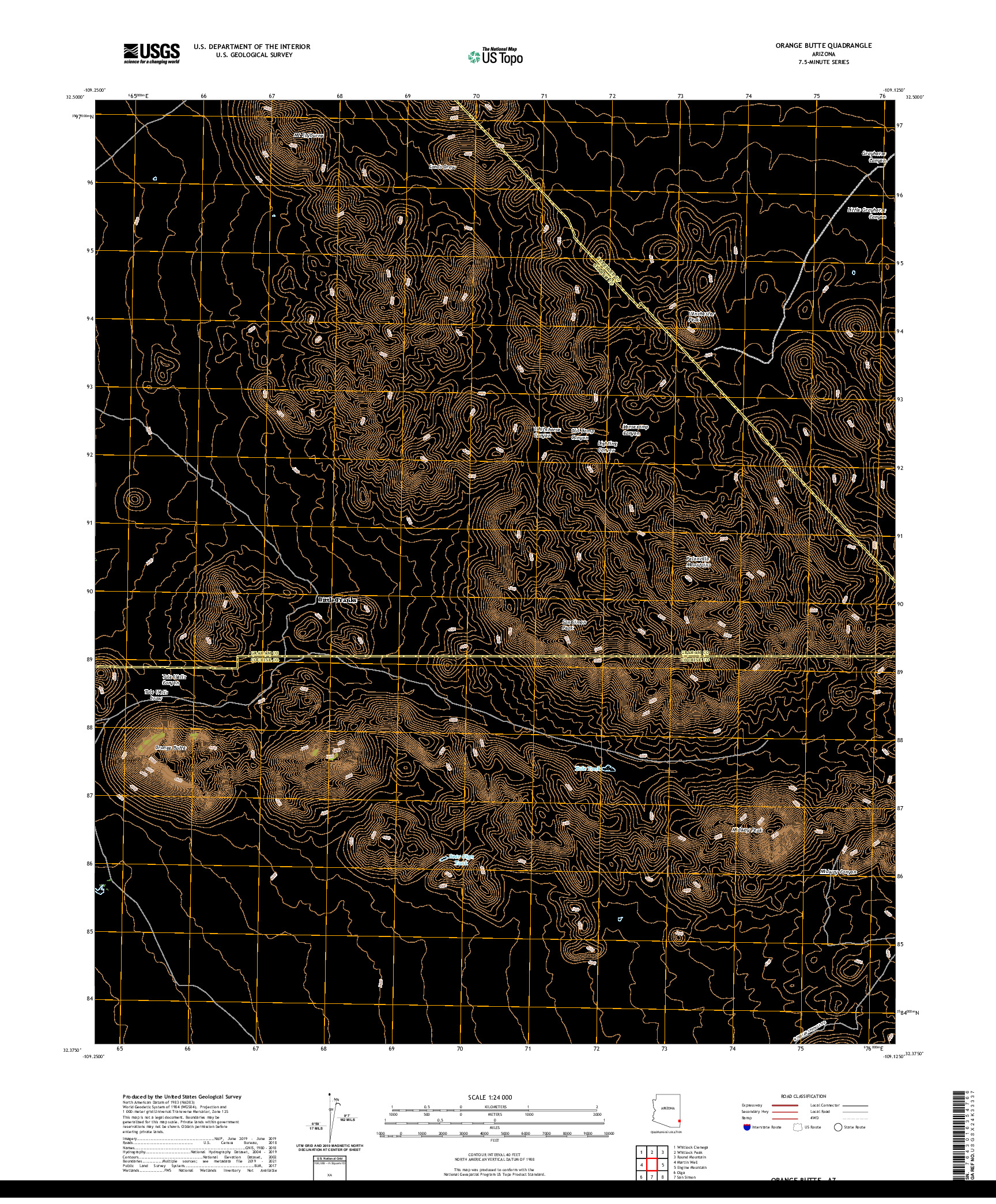 US TOPO 7.5-MINUTE MAP FOR ORANGE BUTTE, AZ