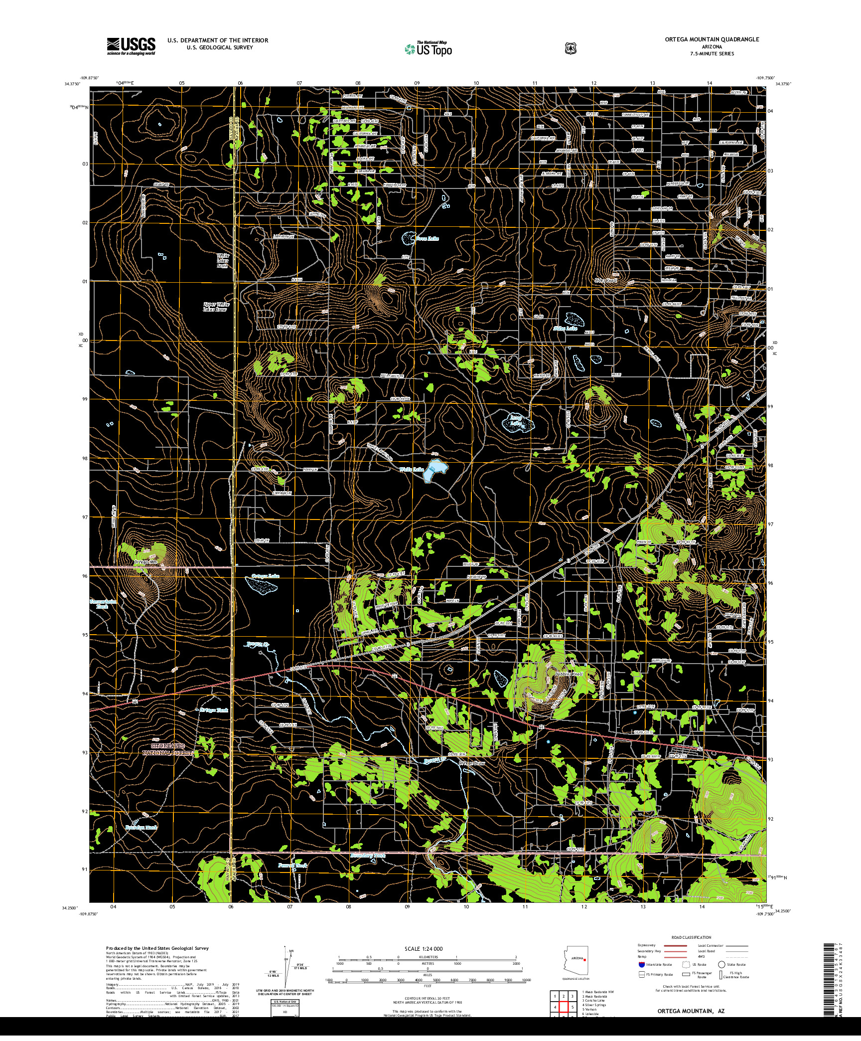 US TOPO 7.5-MINUTE MAP FOR ORTEGA MOUNTAIN, AZ