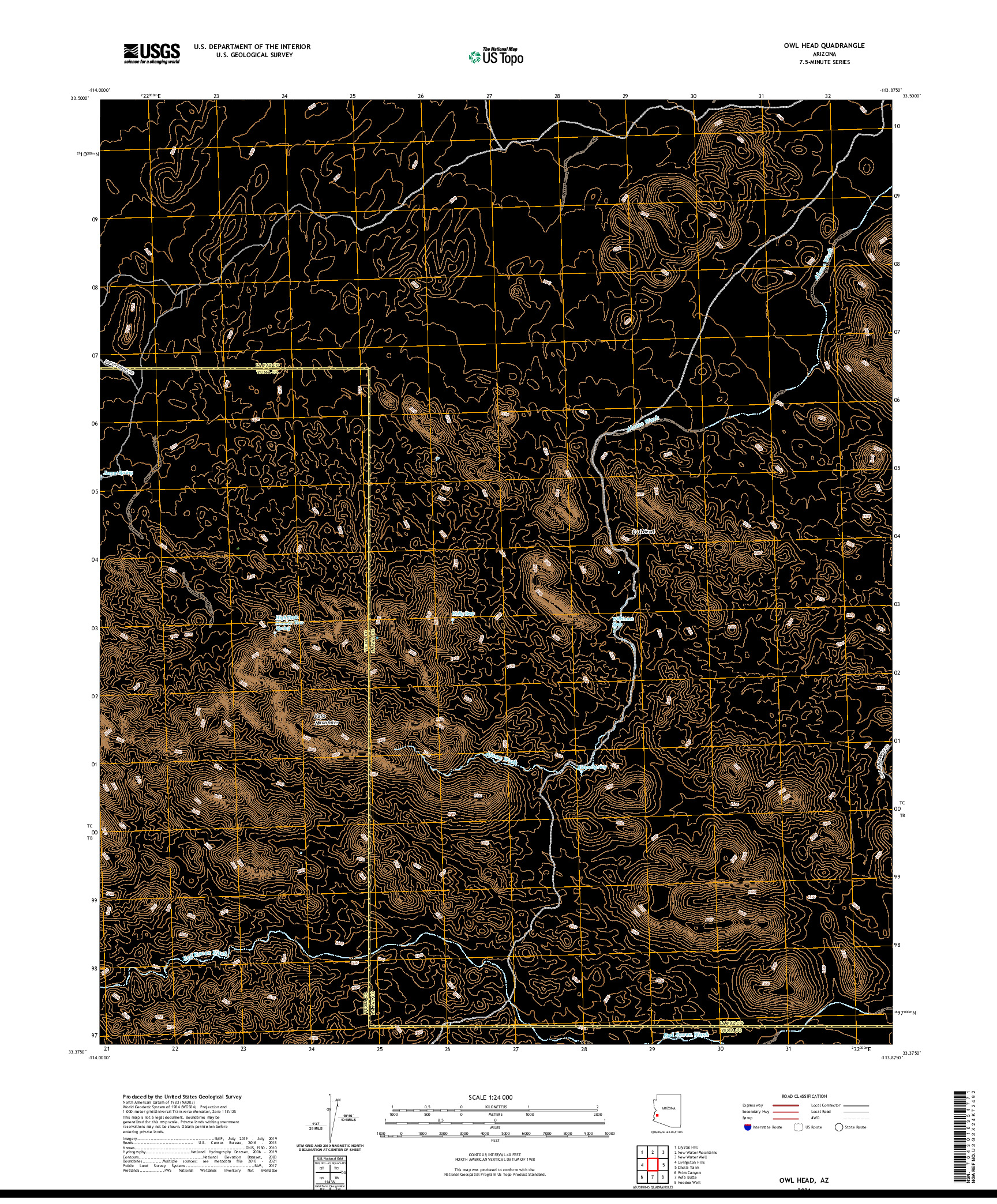 US TOPO 7.5-MINUTE MAP FOR OWL HEAD, AZ