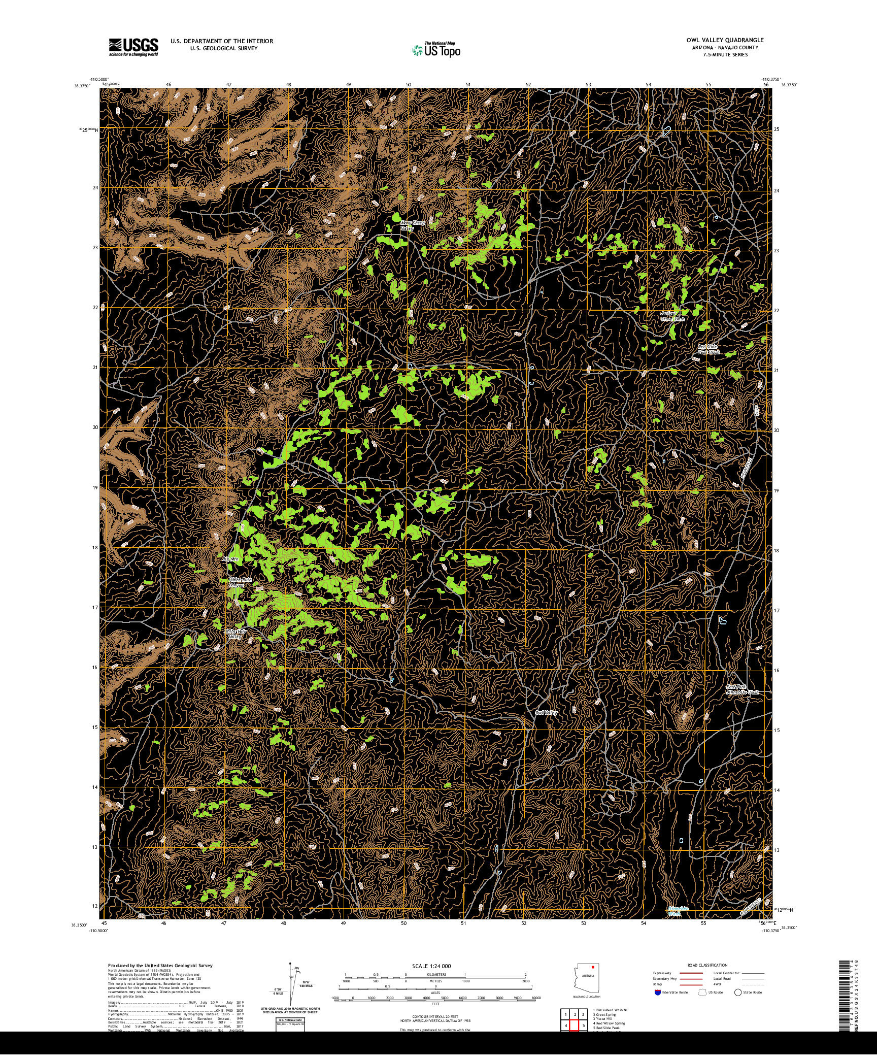 US TOPO 7.5-MINUTE MAP FOR OWL VALLEY, AZ