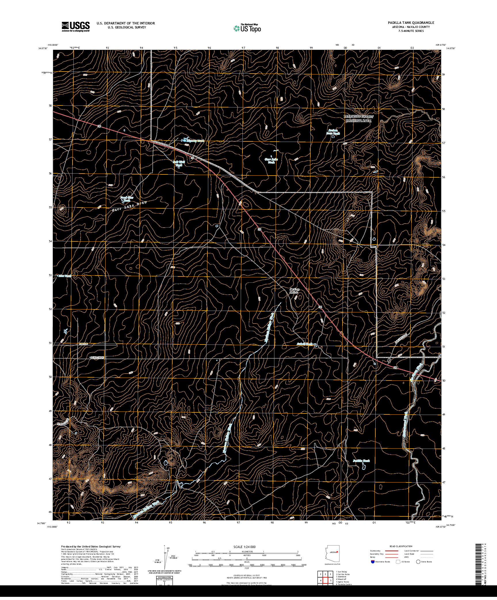 US TOPO 7.5-MINUTE MAP FOR PADILLA TANK, AZ