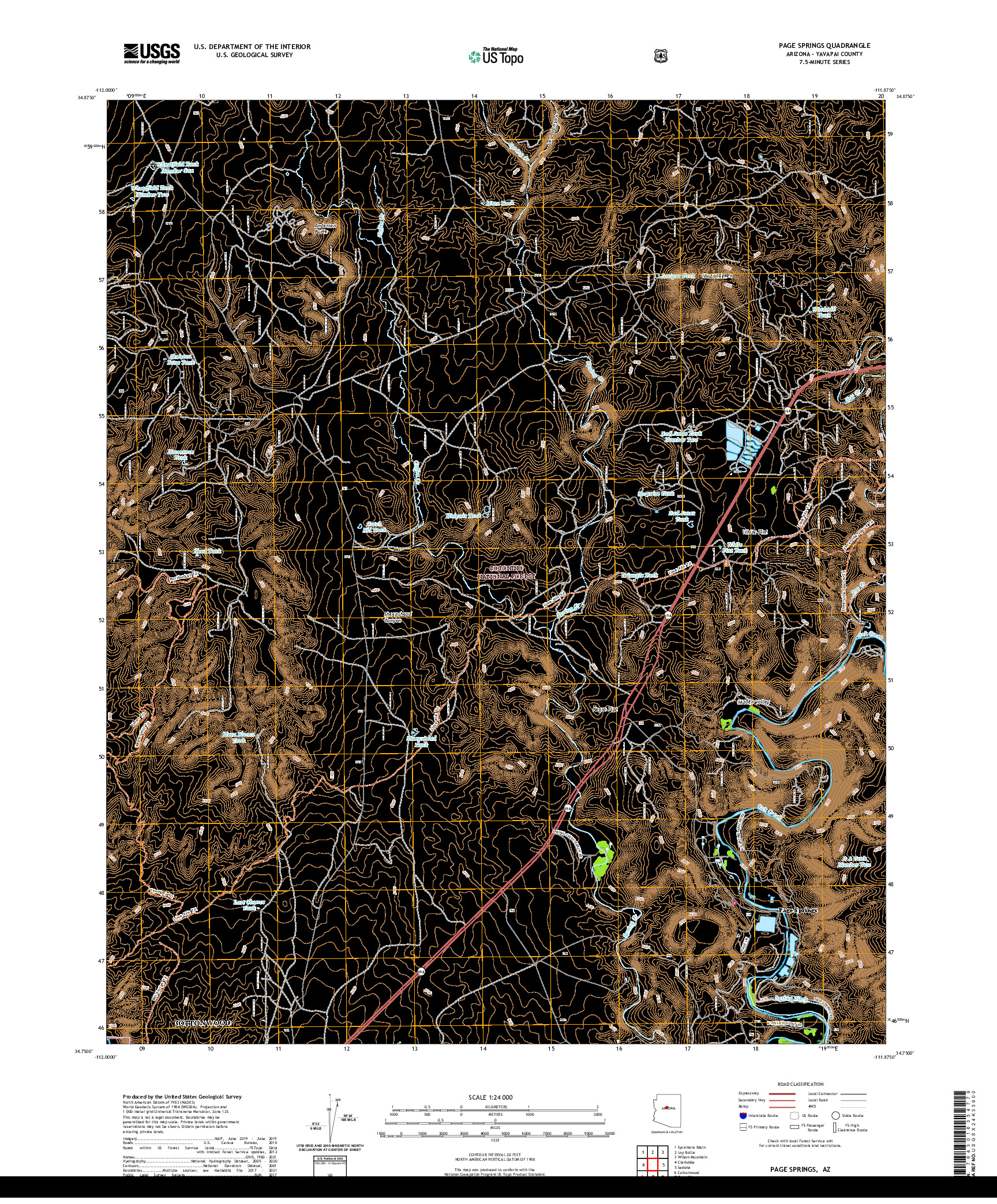 US TOPO 7.5-MINUTE MAP FOR PAGE SPRINGS, AZ