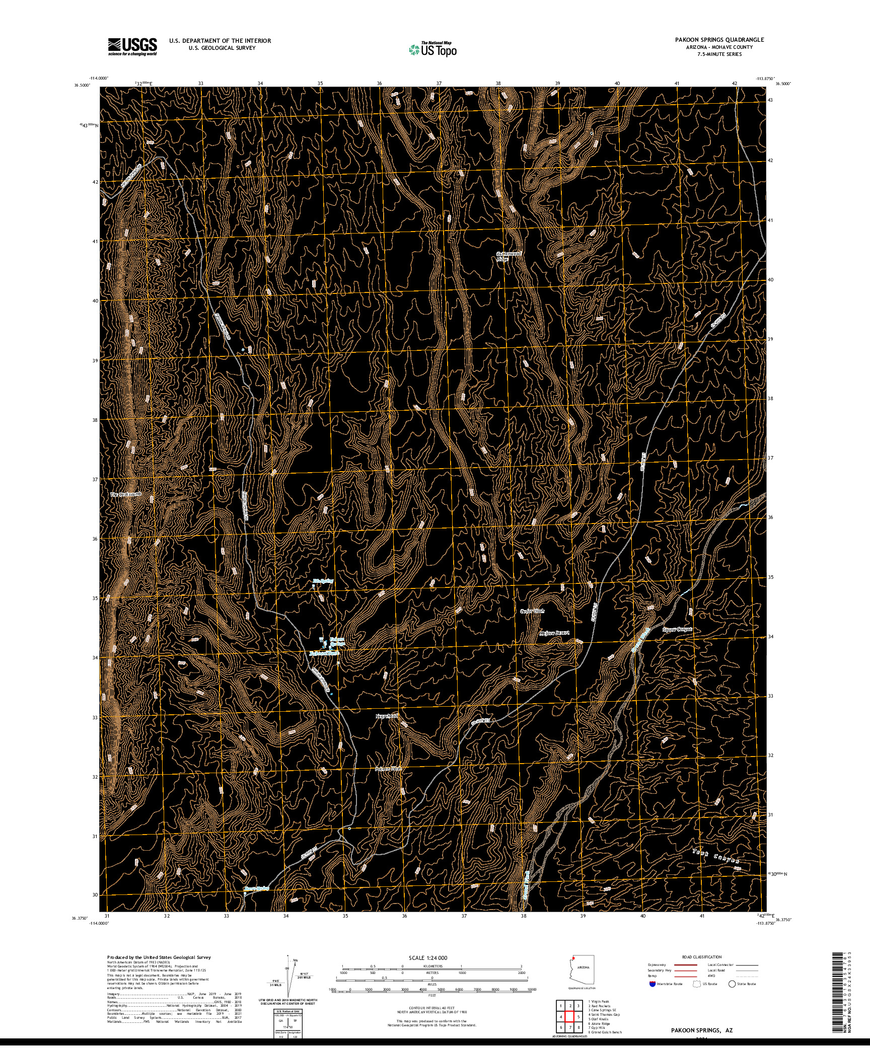 US TOPO 7.5-MINUTE MAP FOR PAKOON SPRINGS, AZ