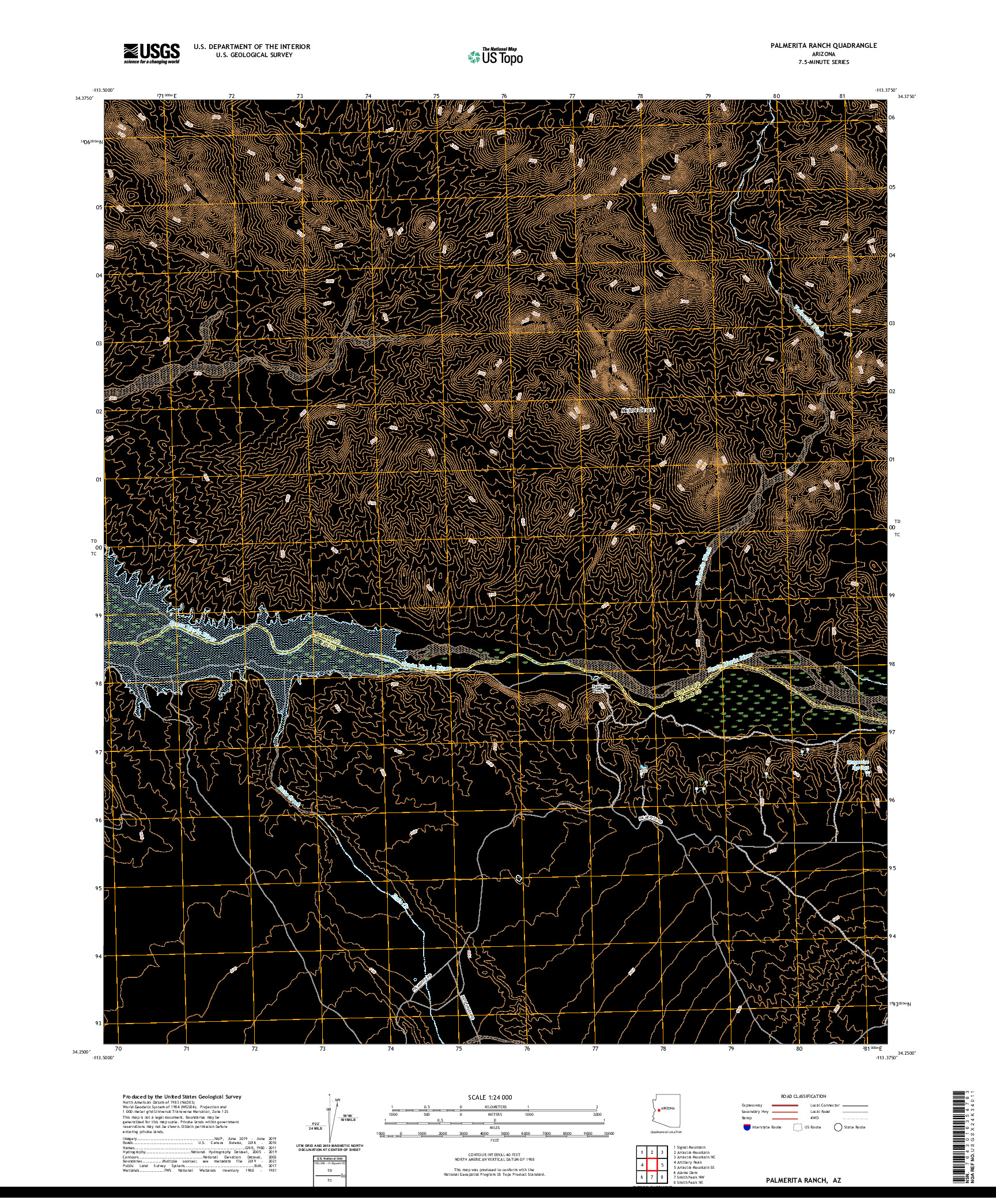 US TOPO 7.5-MINUTE MAP FOR PALMERITA RANCH, AZ