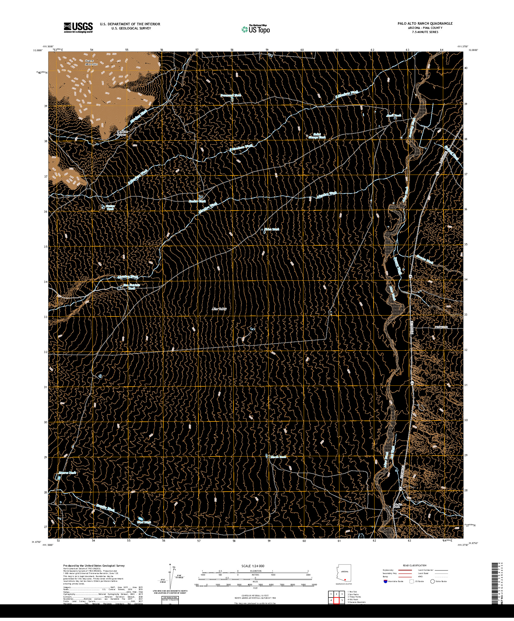USGS US TOPO 7.5-MINUTE MAP FOR PALO ALTO RANCH, AZ 2021