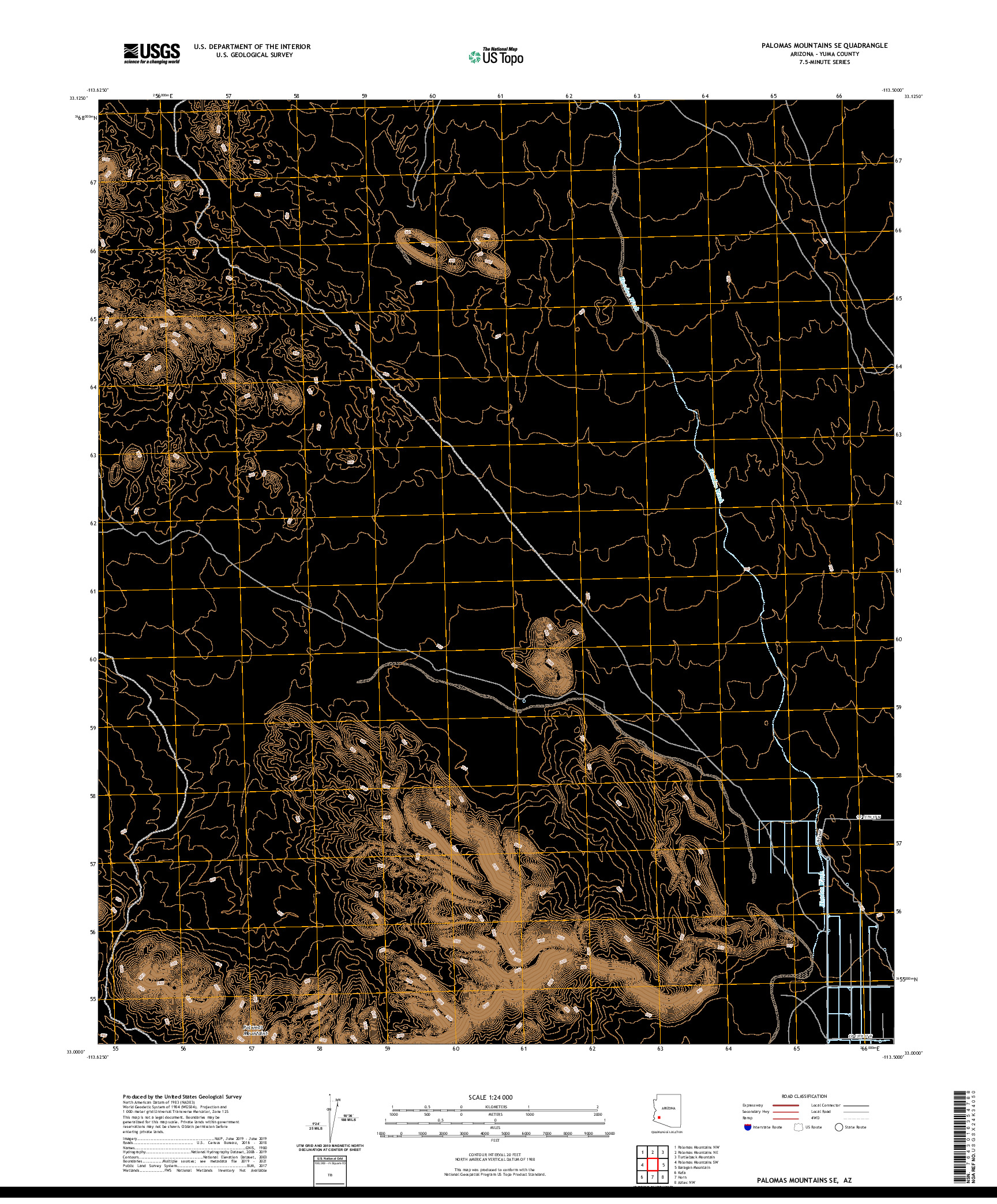 US TOPO 7.5-MINUTE MAP FOR PALOMAS MOUNTAINS SE, AZ