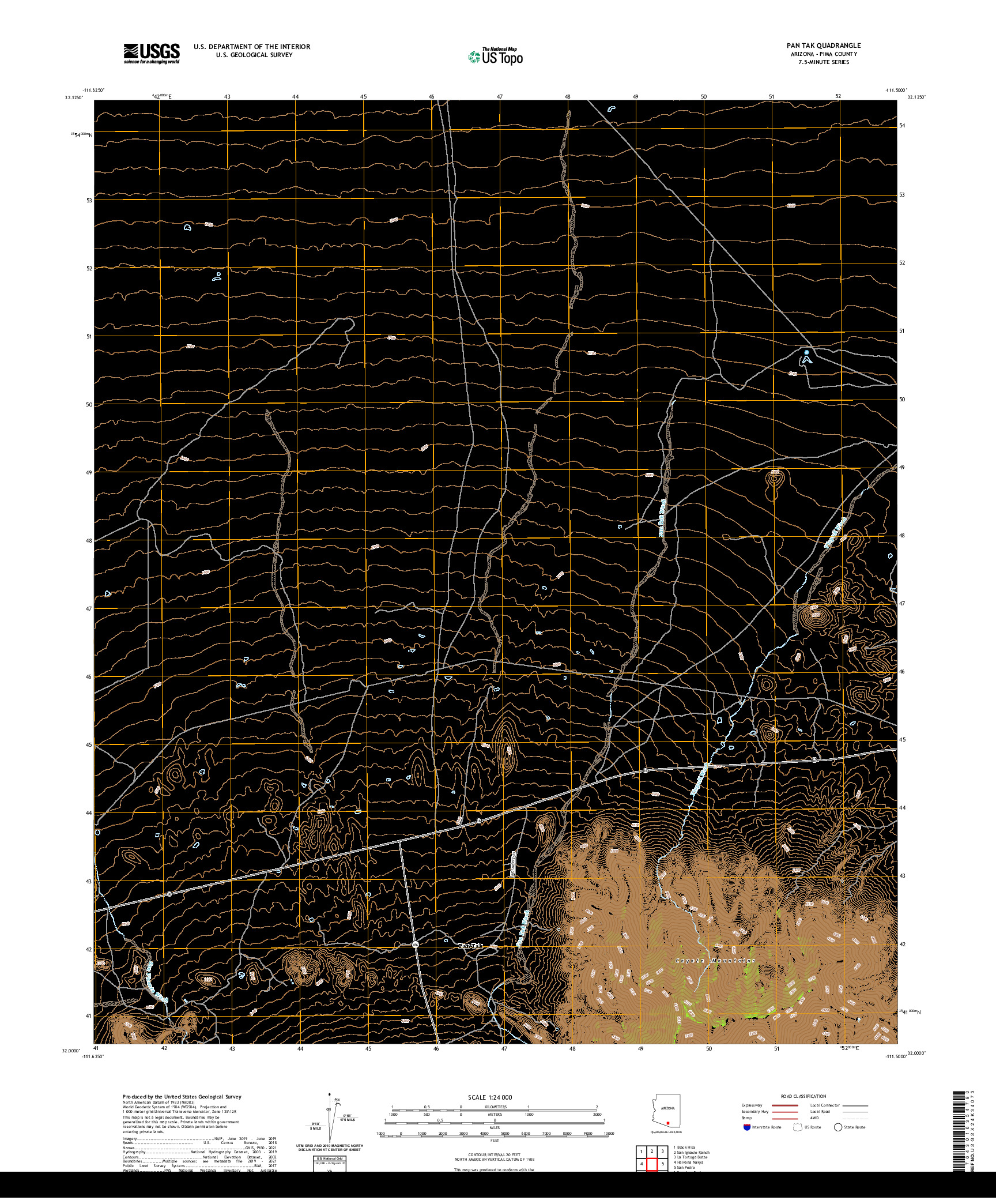 US TOPO 7.5-MINUTE MAP FOR PAN TAK, AZ