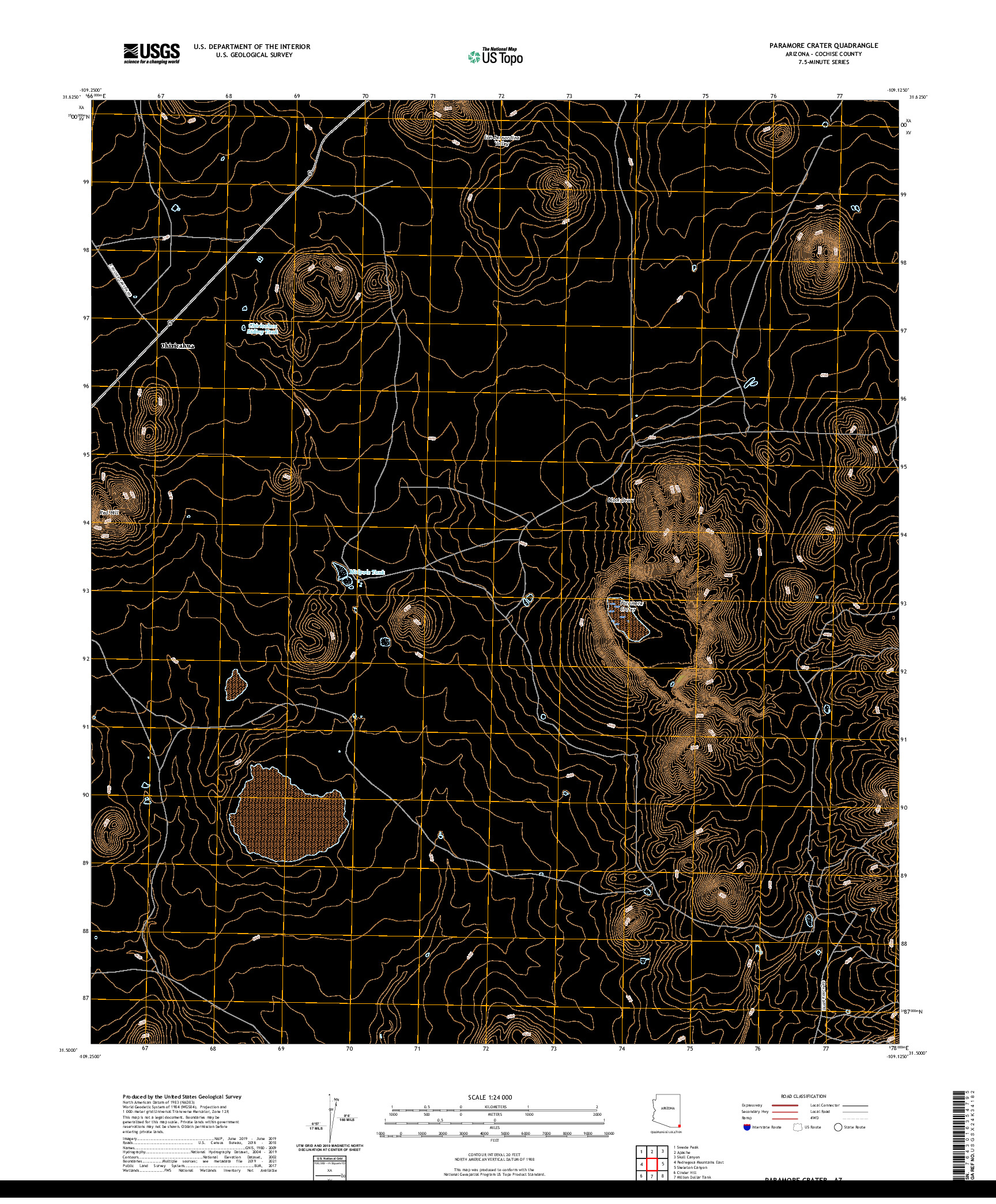 US TOPO 7.5-MINUTE MAP FOR PARAMORE CRATER, AZ