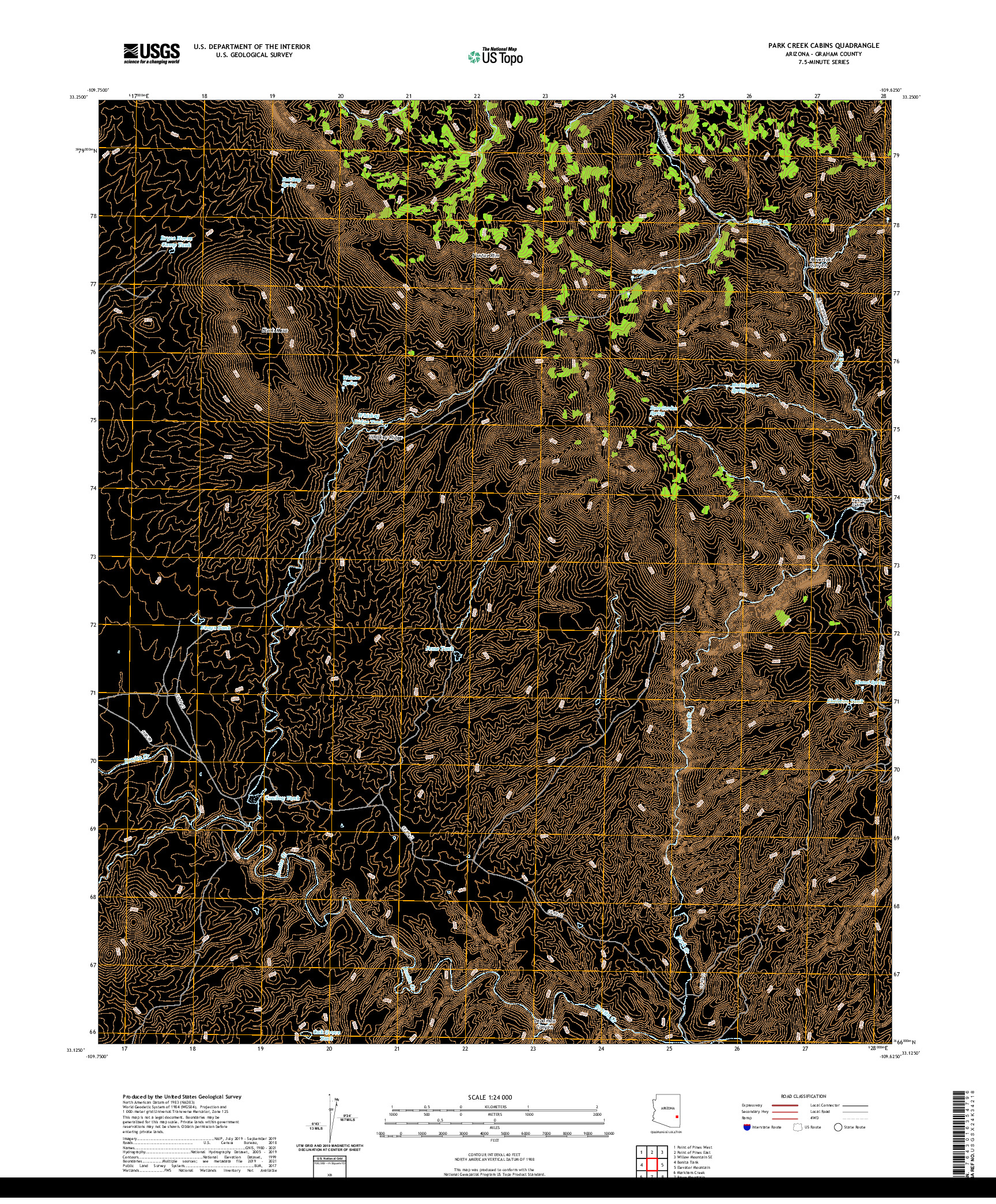 US TOPO 7.5-MINUTE MAP FOR PARK CREEK CABINS, AZ