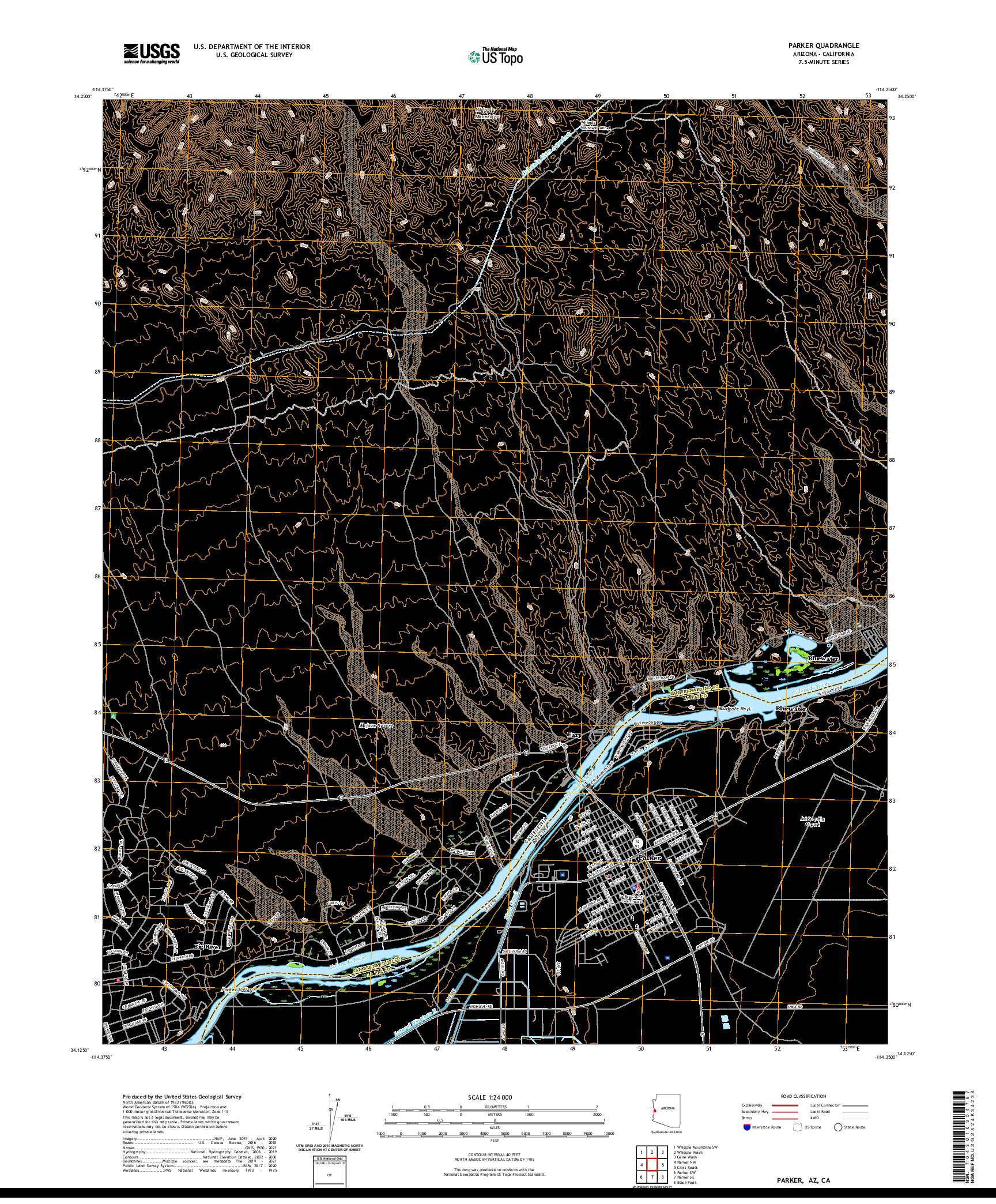 US TOPO 7.5-MINUTE MAP FOR PARKER, AZ,CA