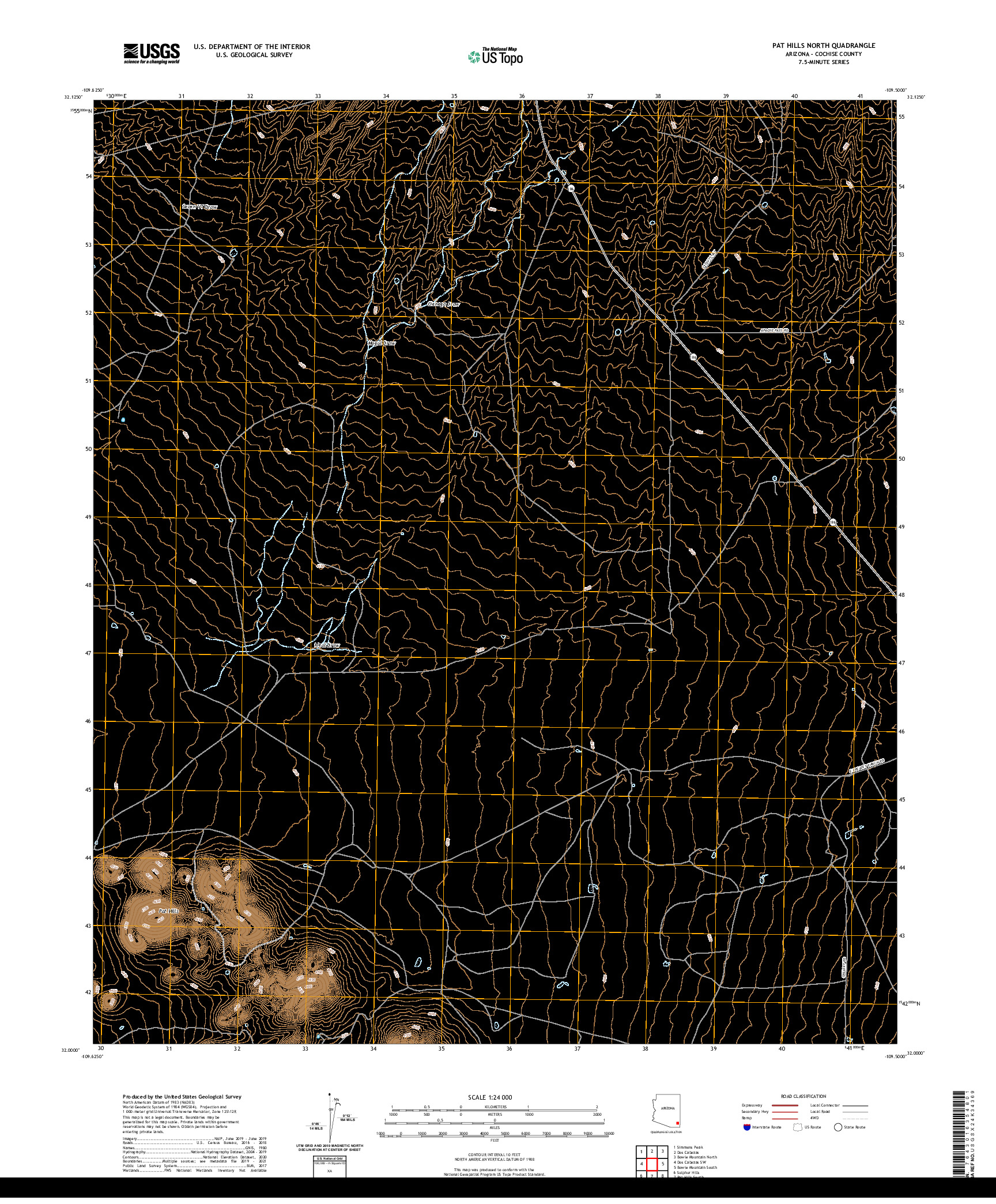 US TOPO 7.5-MINUTE MAP FOR PAT HILLS NORTH, AZ