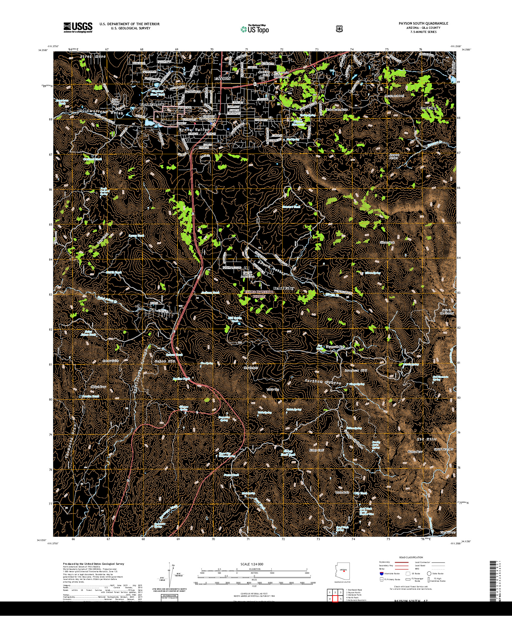 US TOPO 7.5-MINUTE MAP FOR PAYSON SOUTH, AZ