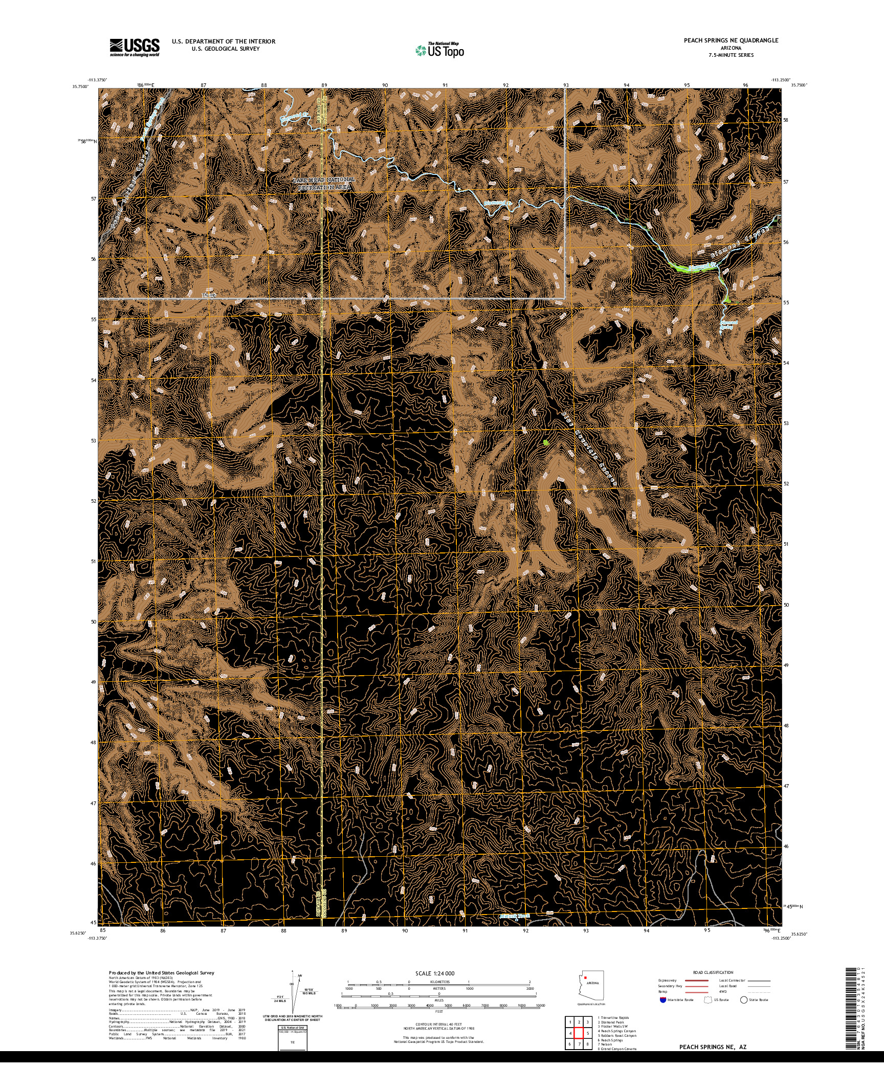 US TOPO 7.5-MINUTE MAP FOR PEACH SPRINGS NE, AZ